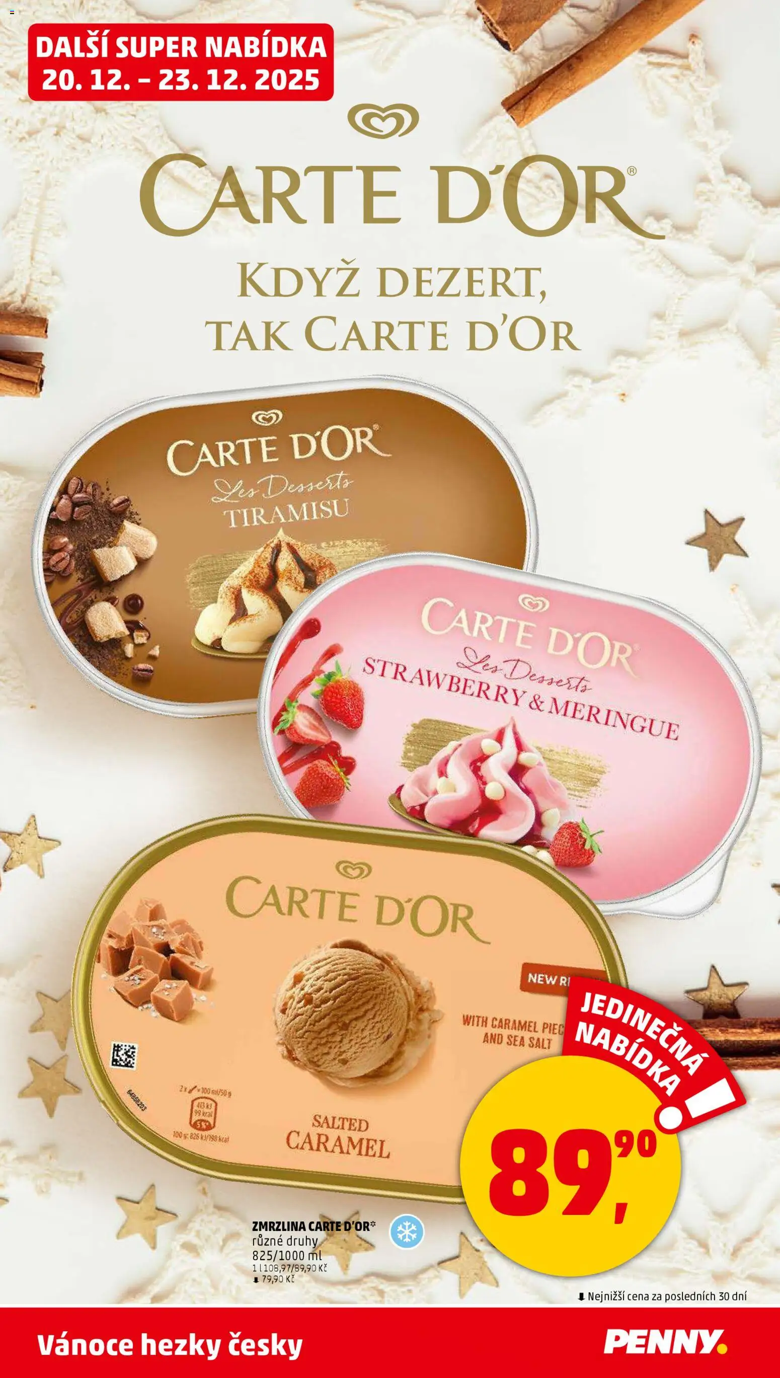 Penny Market leták - Čtvrtečník od 20.12.2025 | Strana: 22 | Produkty: Tiramisu, Zmrzlina, Carte d'or