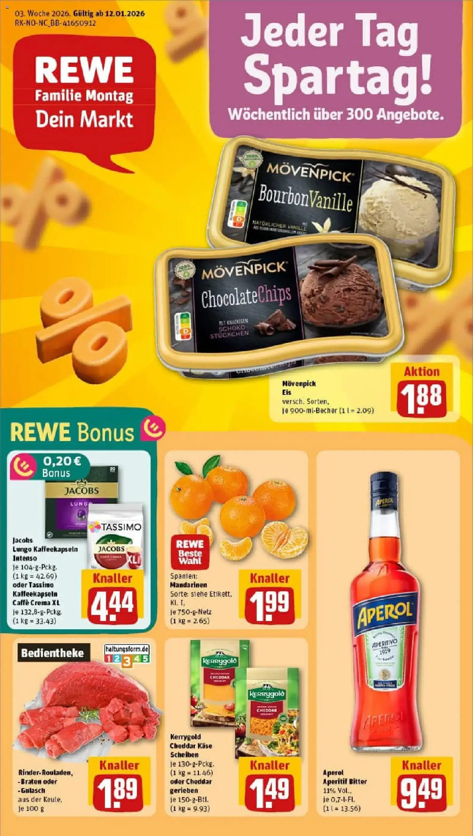 Rewe prospekt Hamburg	 – gültig ab 11.01.2026 | Seite: 1 | Produkte: Käse, Movenpick eis, Tassimo, Eis