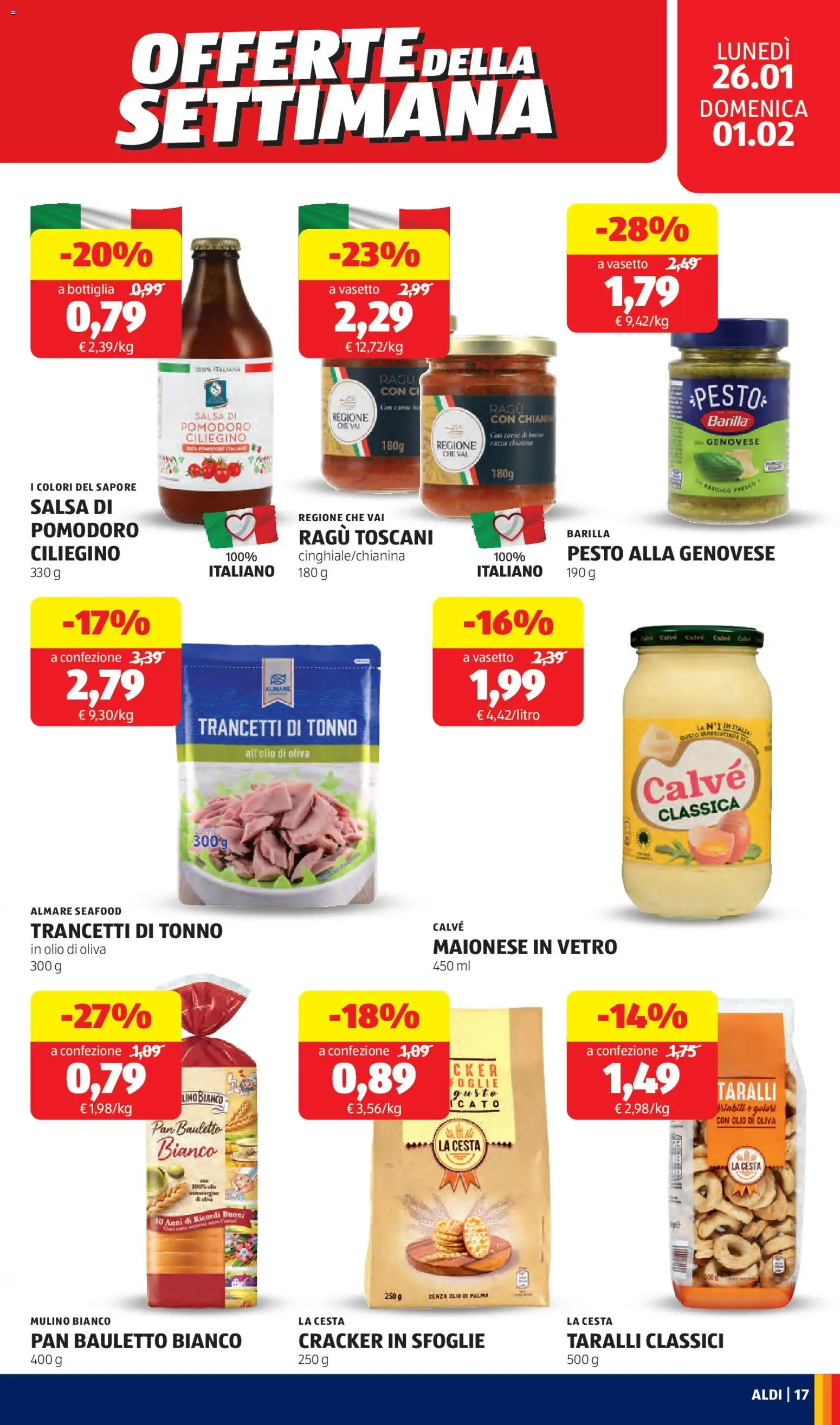 Volantino Aldi del 26.01.2026 | Pagina: 17 | Prodotti: Maionese, Pomodoro, Olio, Bottiglia