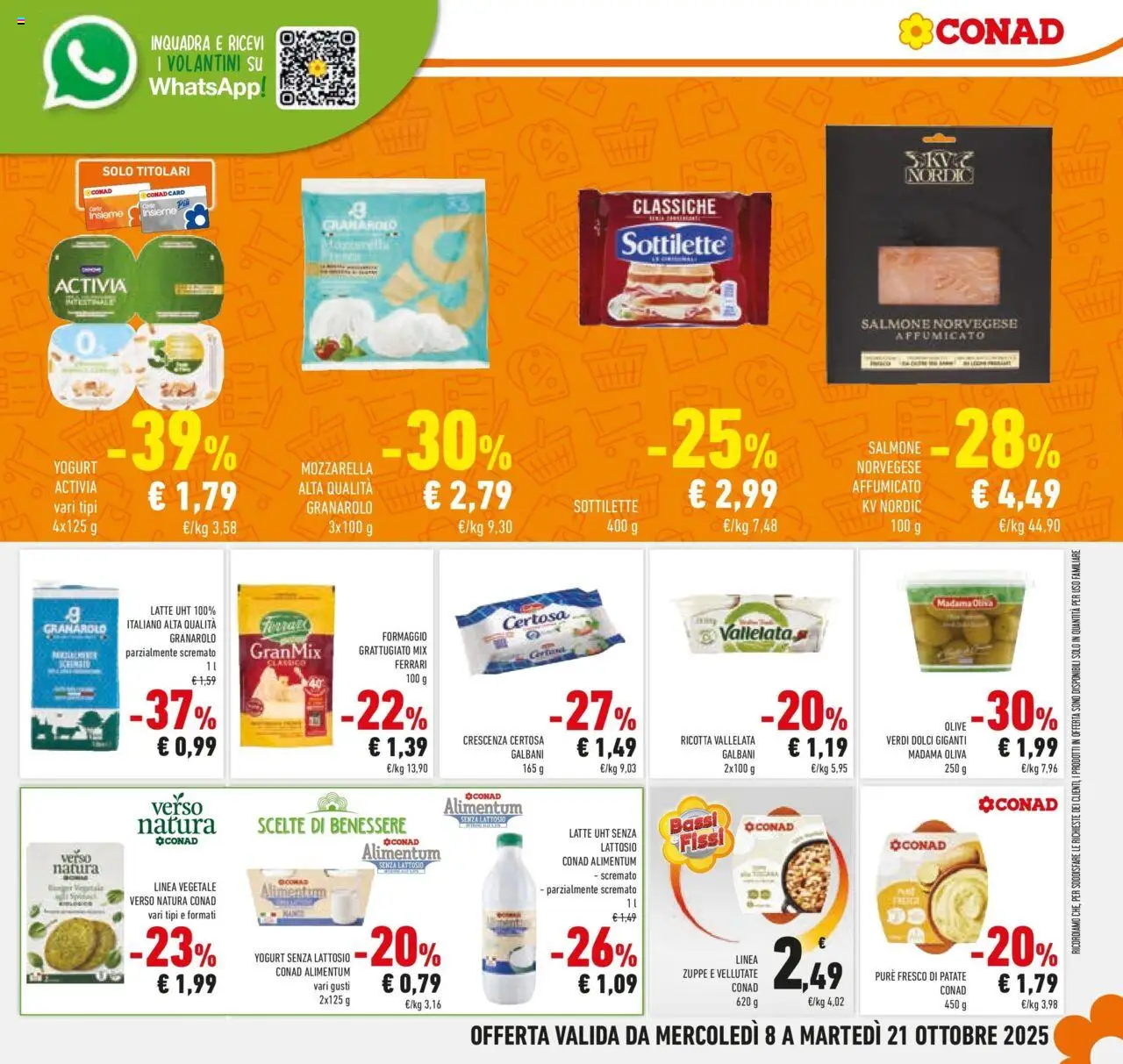 Volantino Conad del 08.10.2025 | Pagina: 29 | Prodotti: Yogurt senza lattosio, Patate, Mozzarella, Crescenza