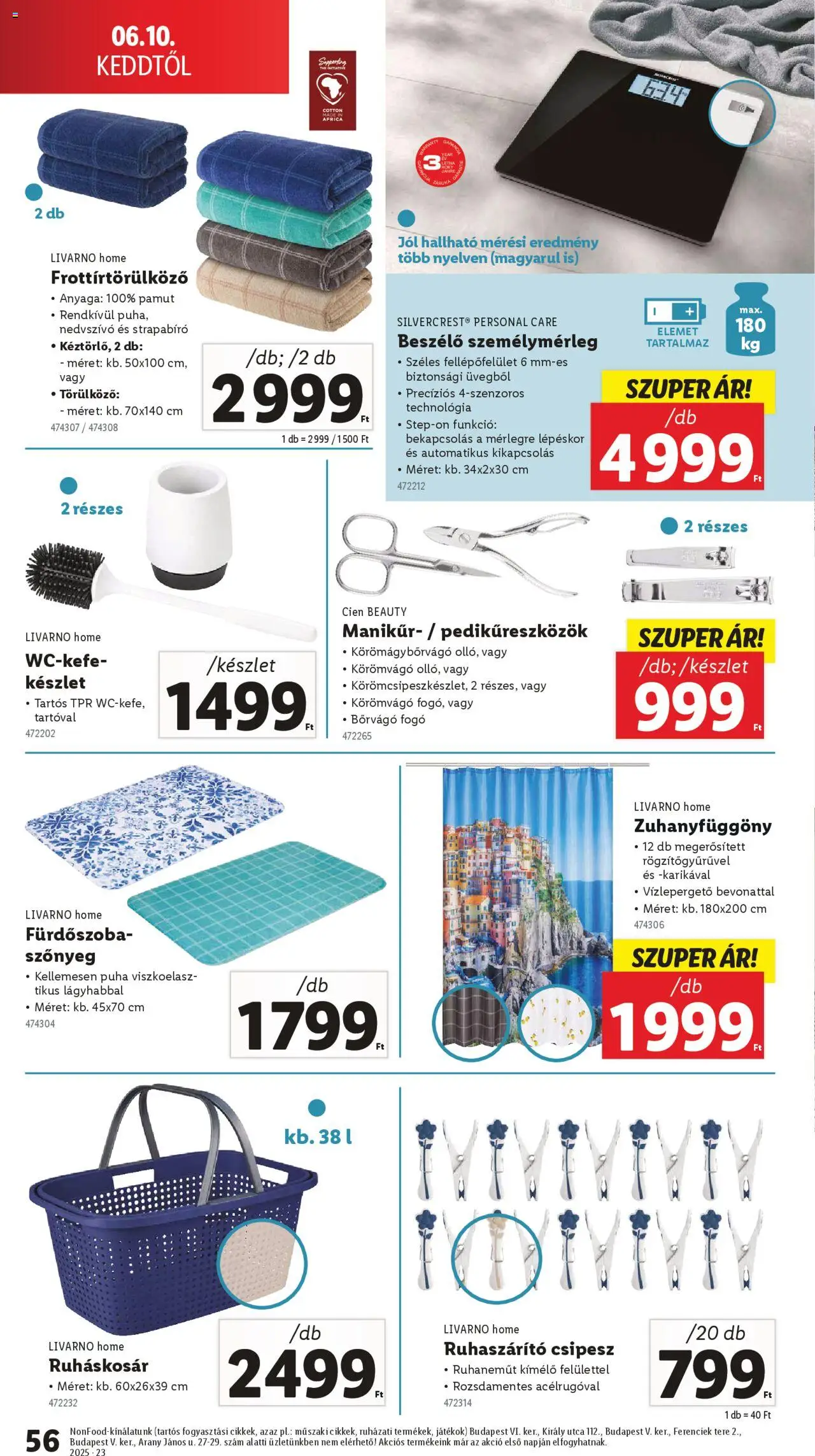 Lidl akciós ujság - amely érvényes a következő dátumtól: 05.06.2025 | Oldal: 56 | Termékek: Zuhanyfüggöny, Ruhaszárító, Fürdőszoba, Ruháskosár