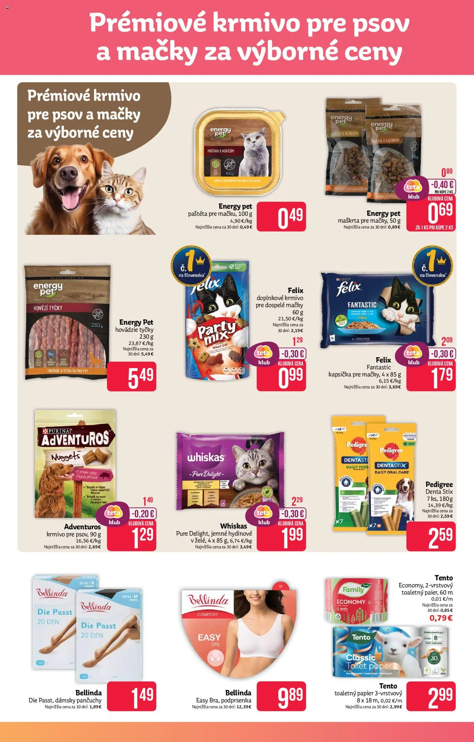 Nové Teta drogerie akcie – leták je platný od 27.10.2025 | Strana: 13 | Produkty: Felix, Toaletný papier, Whiskas, Podprsenka