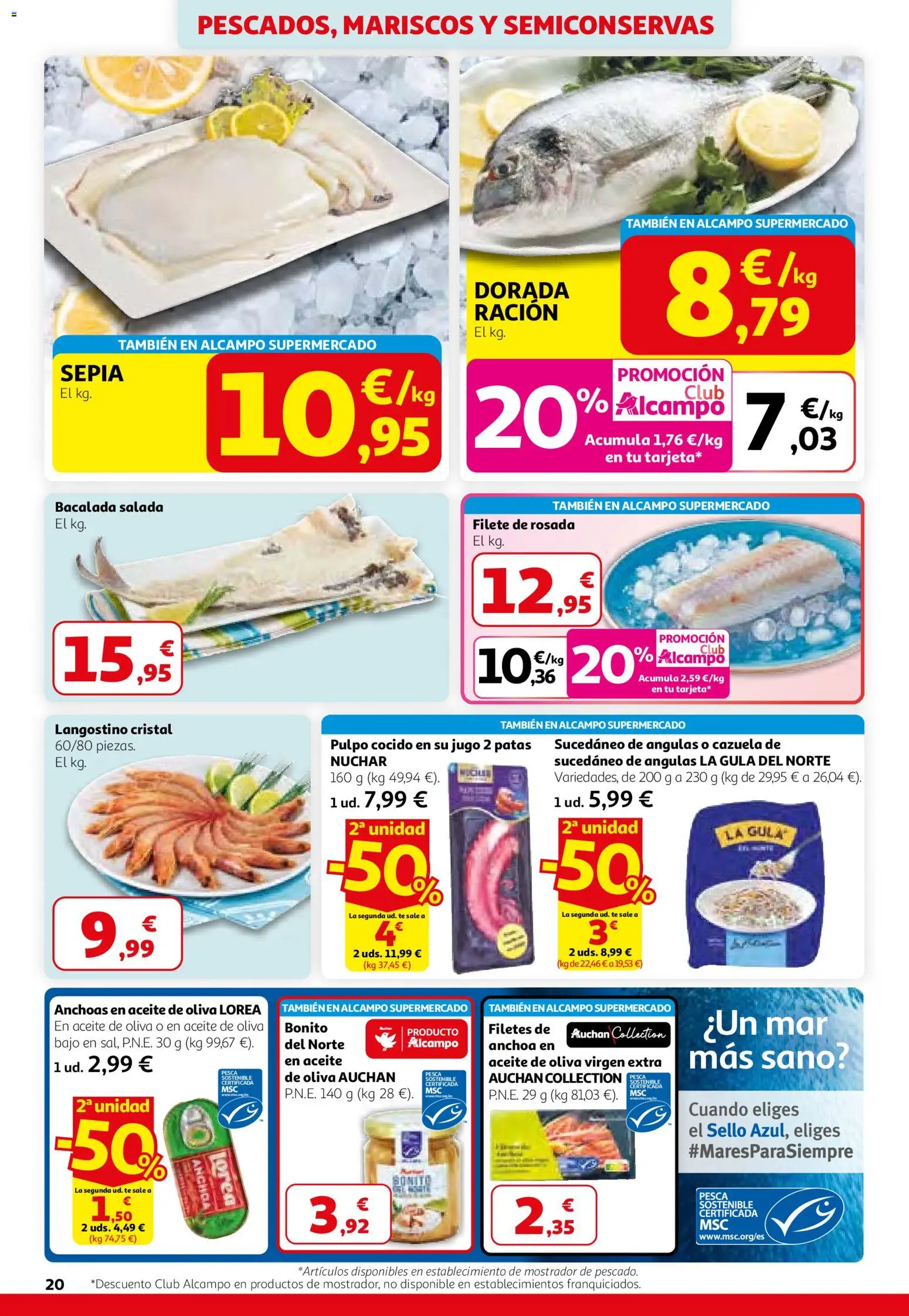 Alcampo - HG Nacional Unificado │ válido desde el 26.02.2026 | Página: 20 | Productos: Pescado, Filete, Anchoa, Langostino