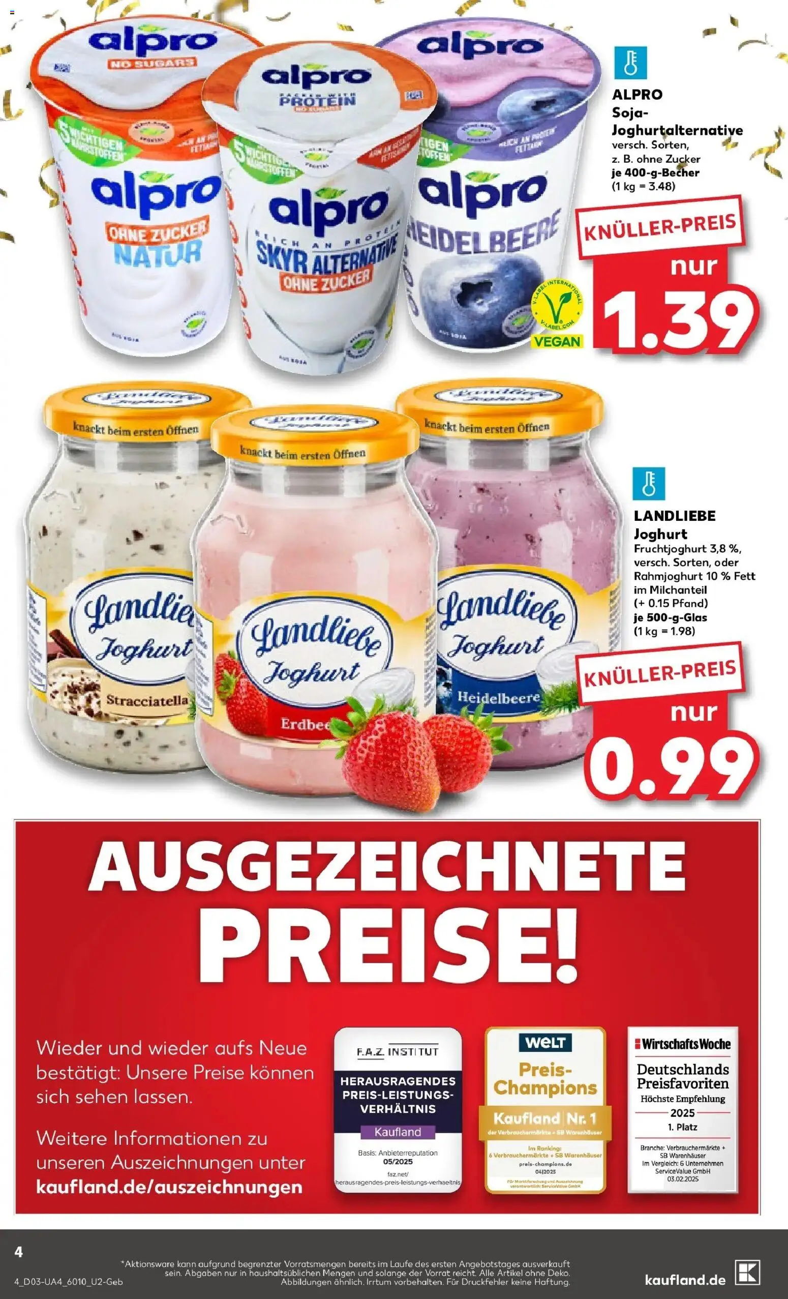 Kaufland prospekt Neusäß	 – gültig ab 15.01.2026 | Seite: 4 | Produkte: Joghurt, Fruchtjoghurt, Alpro, Landliebe joghurt