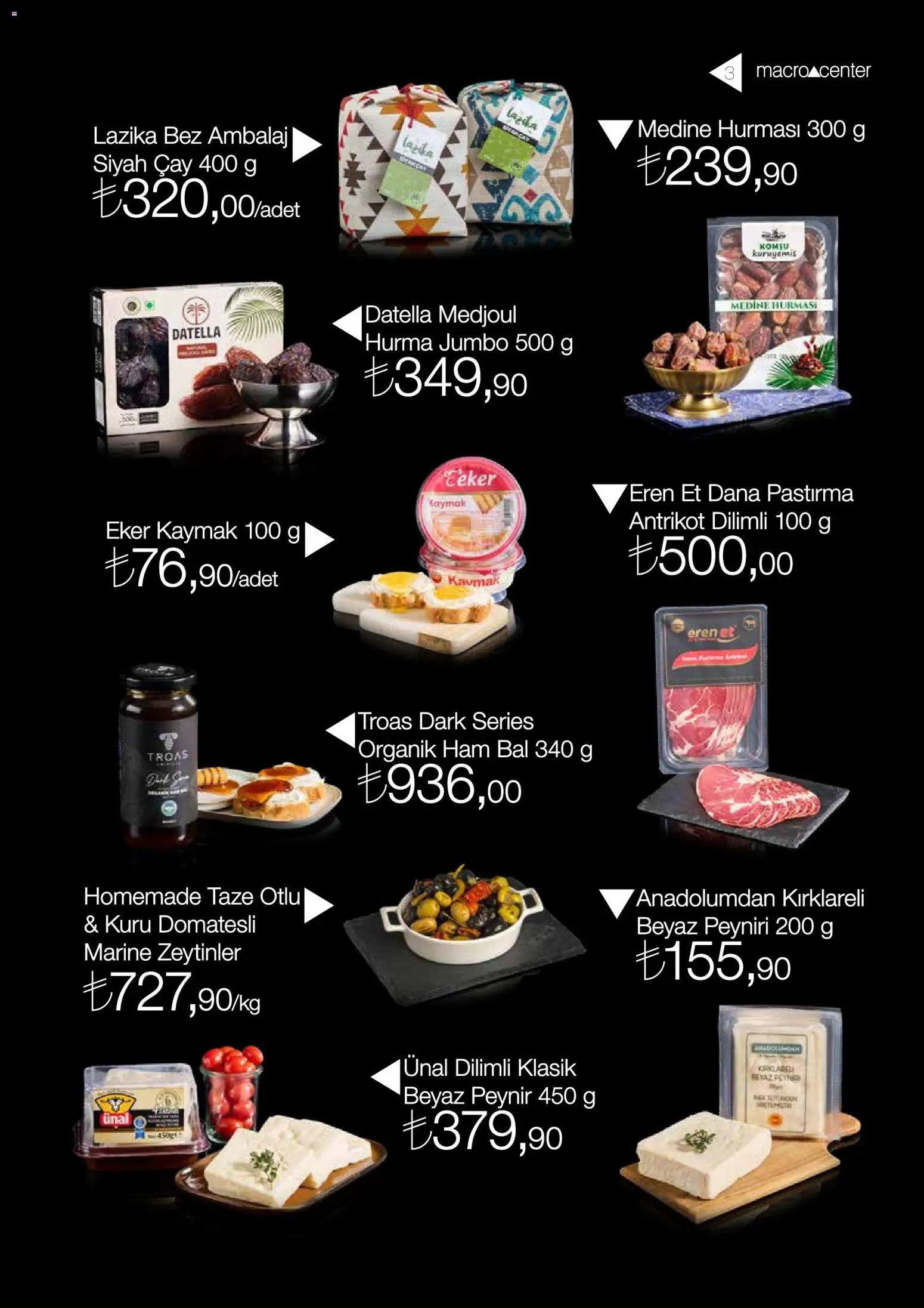 Migros Katalog - MacroStyle - 01.03.2026 tarihinden itibaren geçerlidir | Sayfa: 3 | Ürünler: Peynir, Çay, Hurma