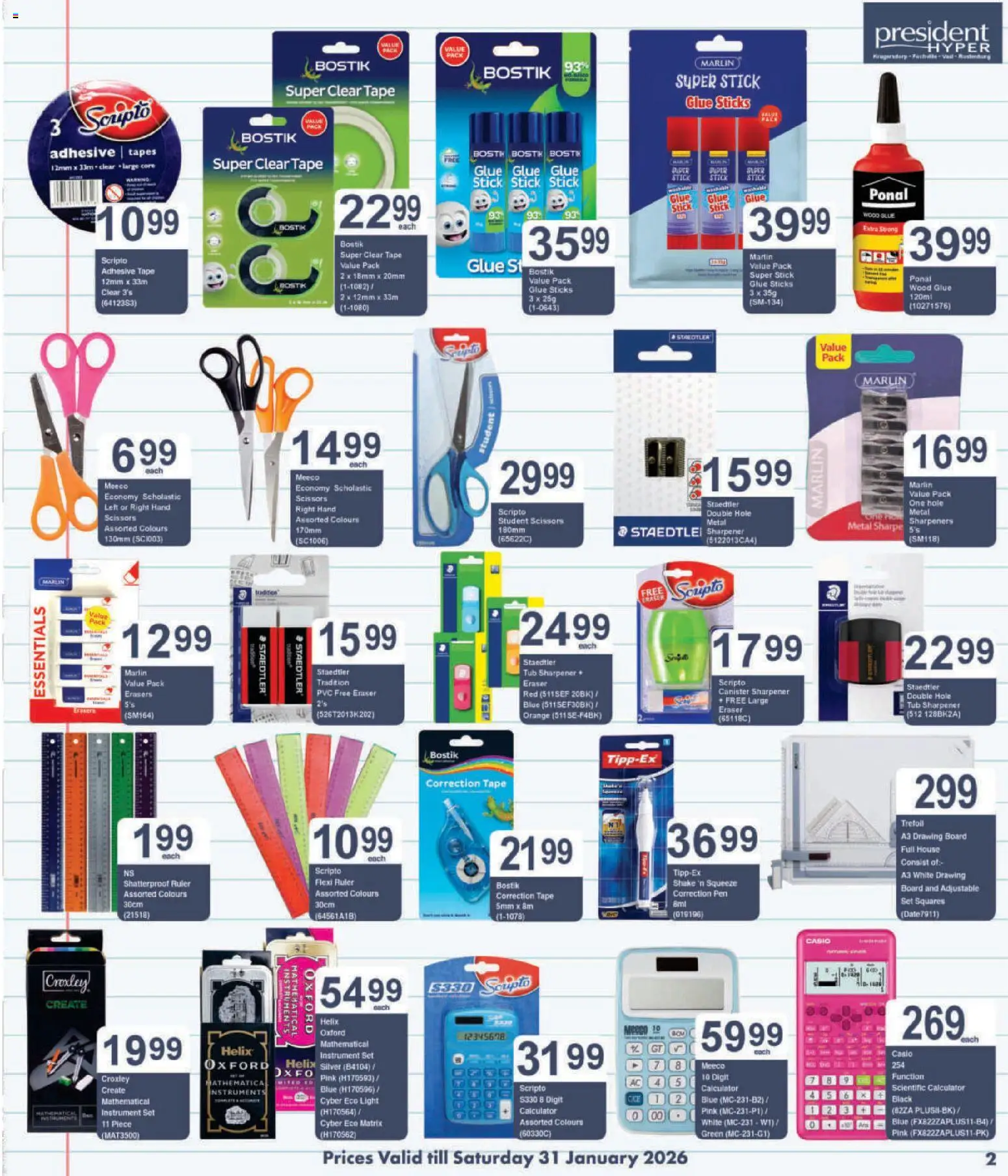 New President Hyper catalogue – valid from 29.12.2025 | Page: 2 | Products: Calculator, Light, Pen, Soup