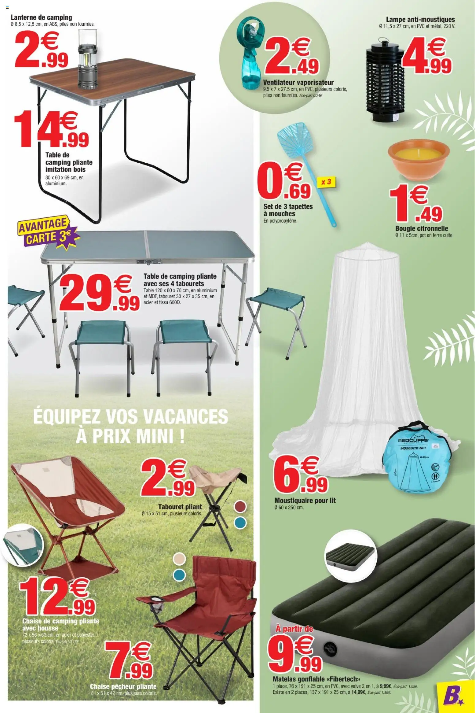 {H1} | Page: 7 | Produits: Ventilateur, Matelas gonflable, Table, Citronnelle