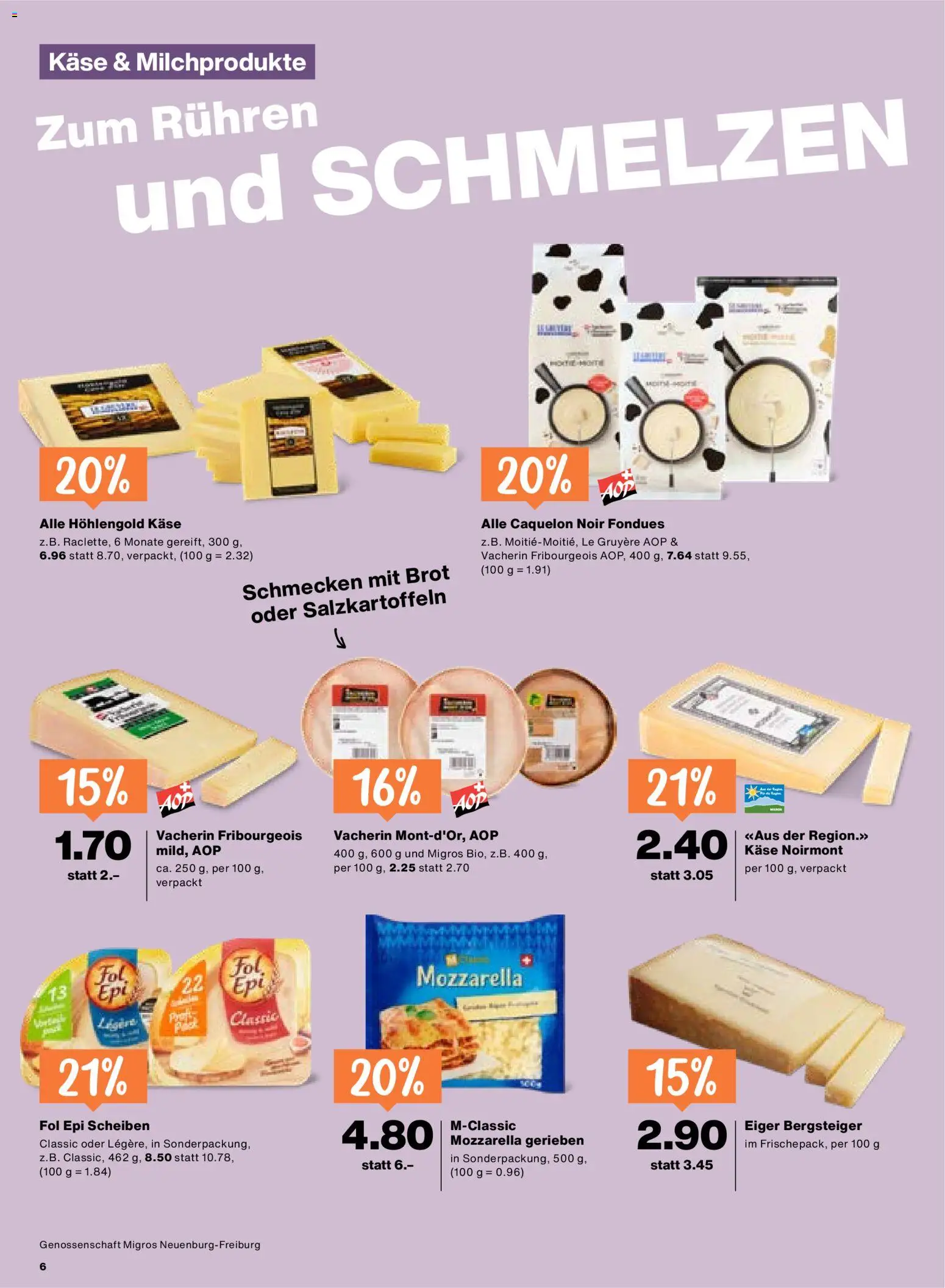 Migros Aktionen – gültig ab 20.01.2026 | Seite: 6 | Produkte: Käse, Brot, Fondue
