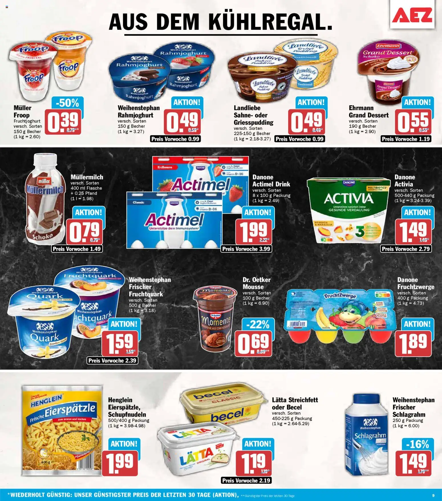 AEZ Prospekt 	 – gültig ab 04.05.2026 | Seite: 9 | Produkte: Froop, Fruchtzwerge, Becel, Bourbon