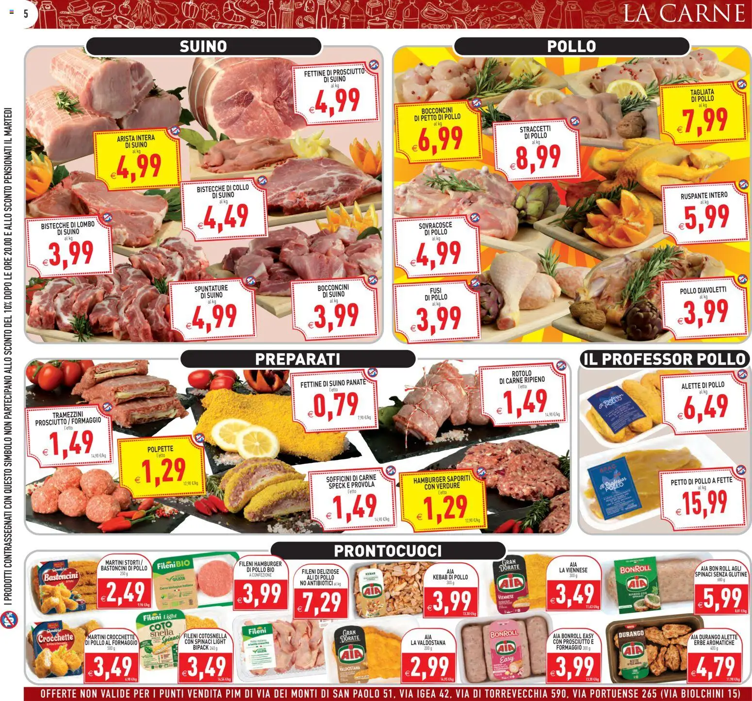Volantino PIM Supermercati del 13.02.2026 | Pagina: 5 | Prodotti: Pollo, Suino, Spinaci, Hamburger