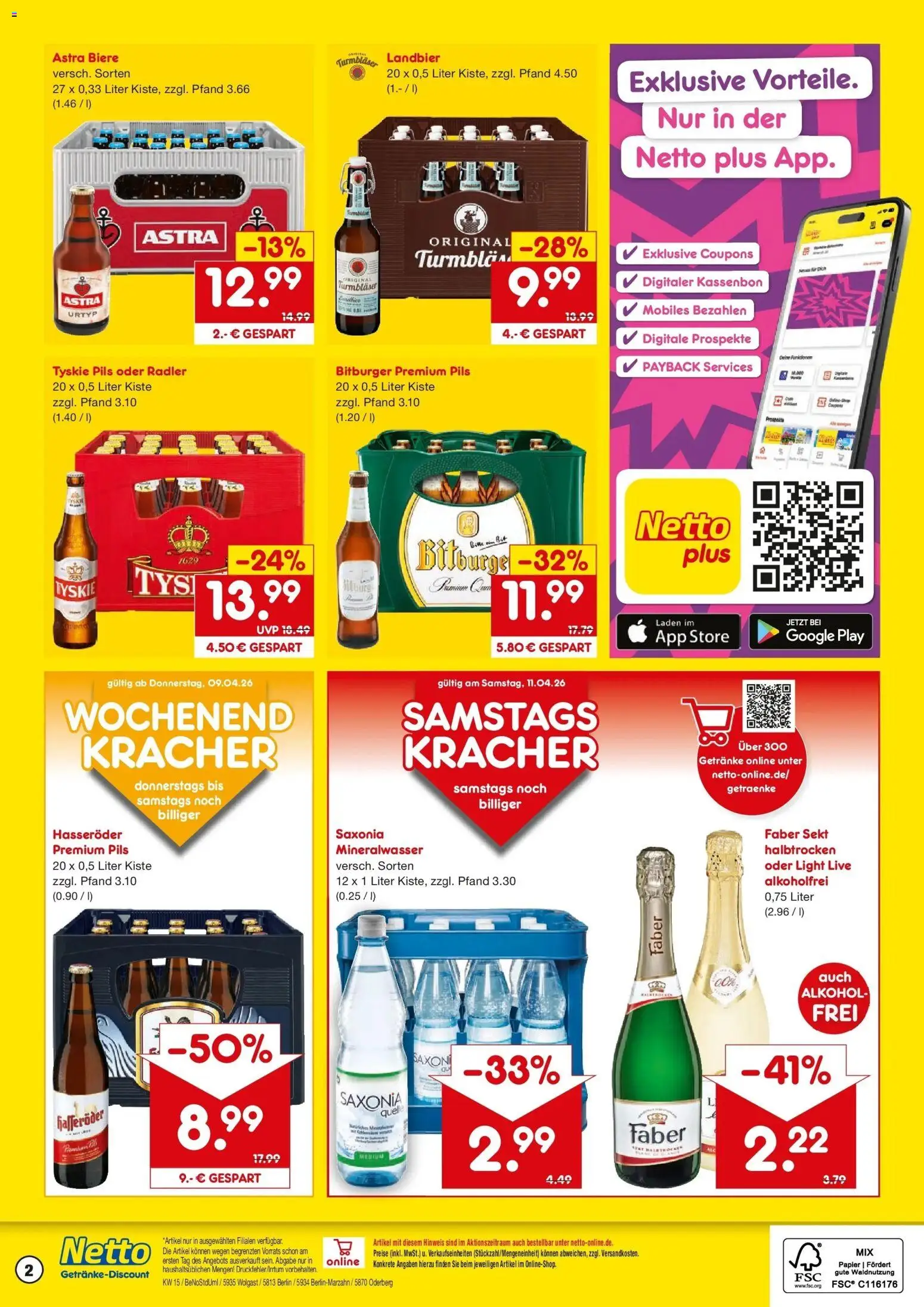 Netto Marken-Discount Prospekt Berlin	 – gültig ab 05.04.2026 | Seite: 2 | Produkte: Sekt, Pils, Mineralwasser, Radler