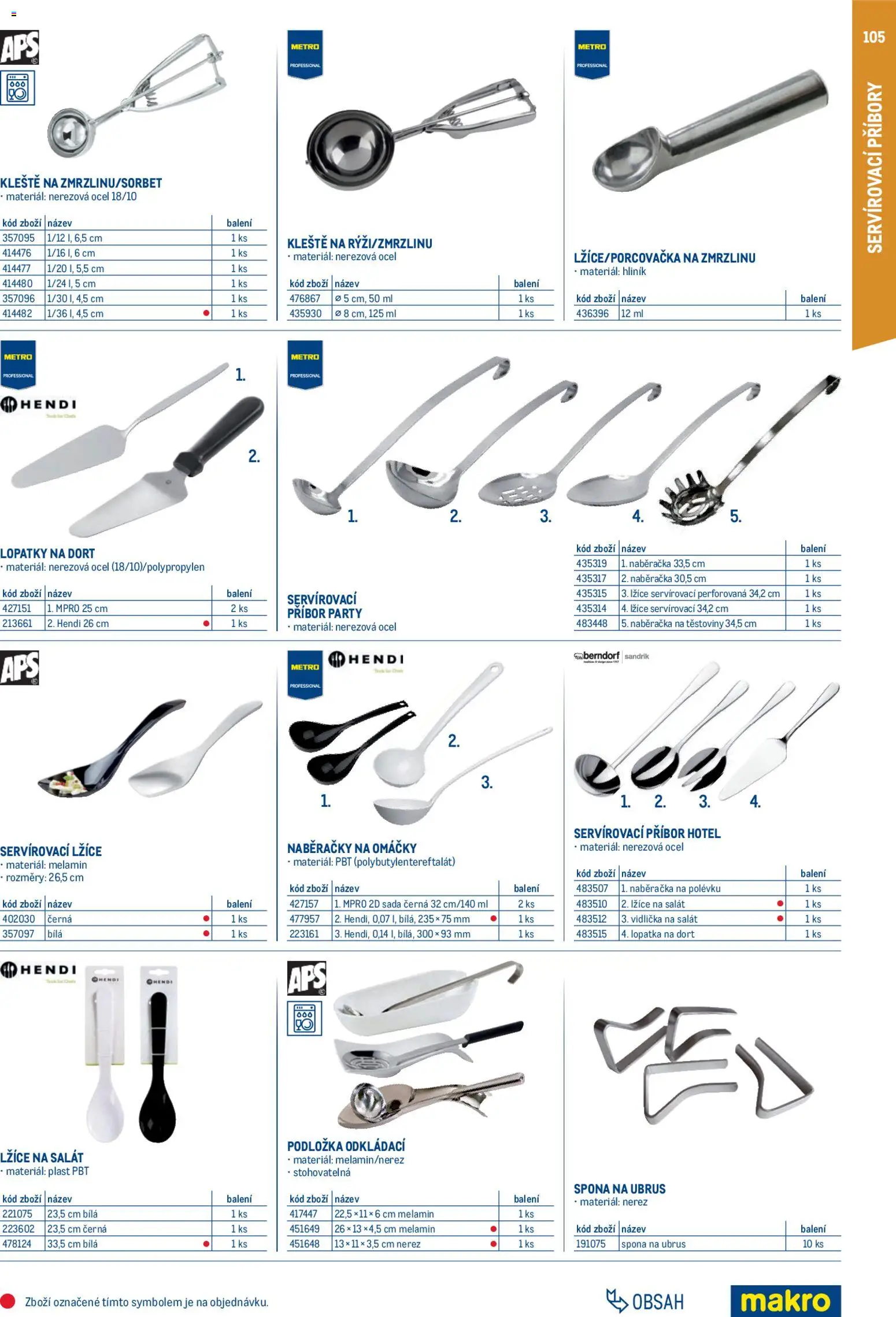 Makro leták - Gastro vybavení a zařízení od 01.02.2026 | Strana: 105 | Produkty: Příbor, Lžíce, Těstoviny, Lopatka