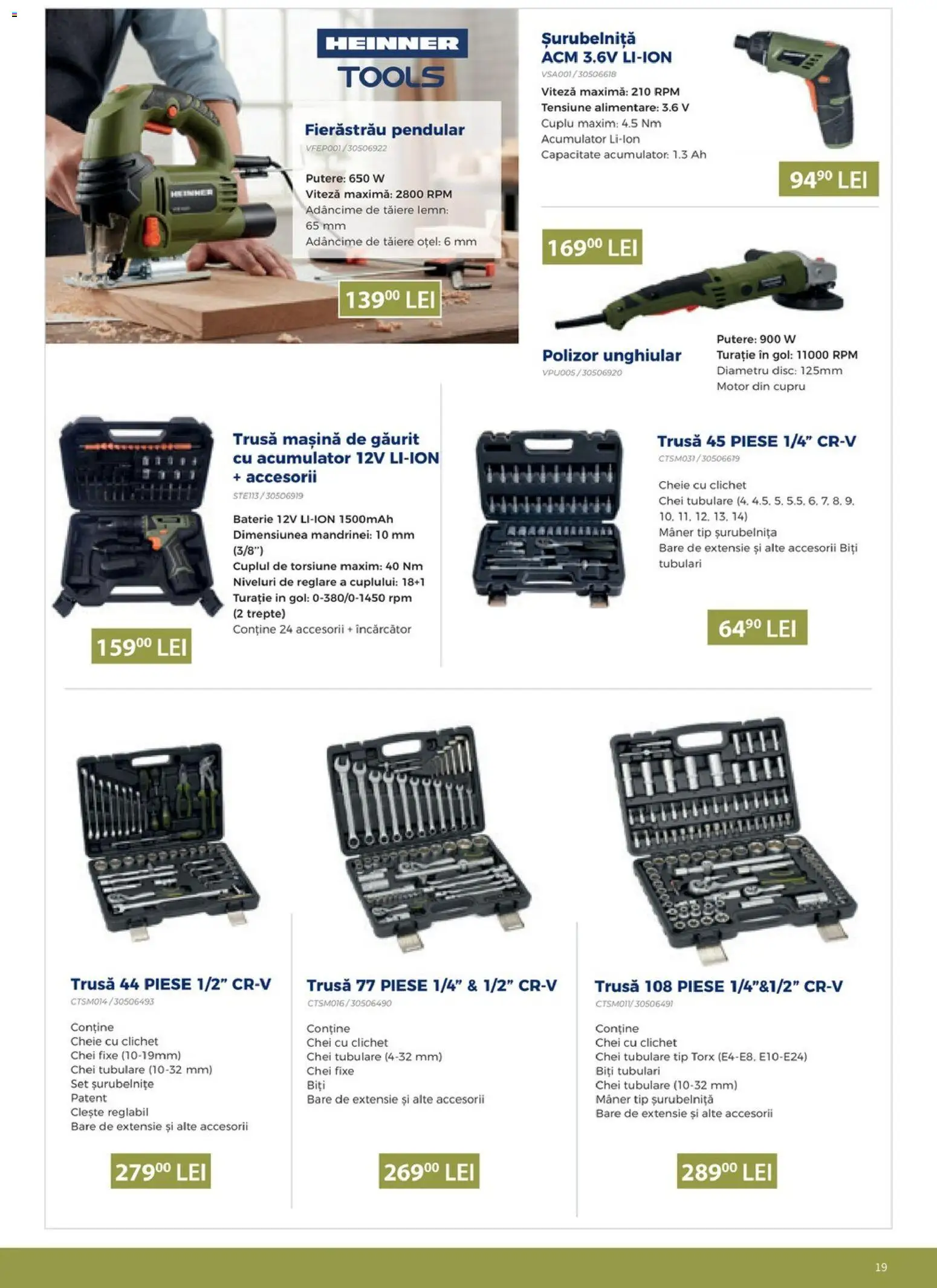 Noul catalog Carrefour – valabil de la 13.03.2026 | Pagină: 19 | Produse: Încărcător, Clește, Polizor, Baterie