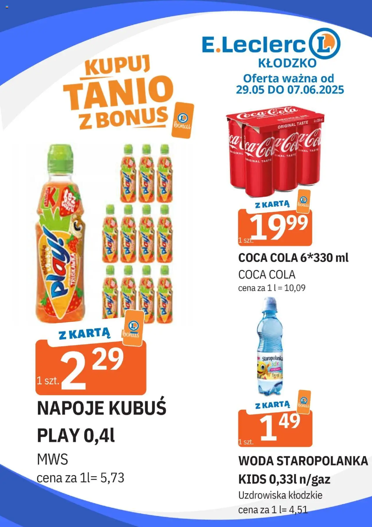 E.Leclerc Gazetka - Kłodzko od 29.05.2025 | Strona: 12 | Produkty: Karta, Napoje, Coca cola, Woda