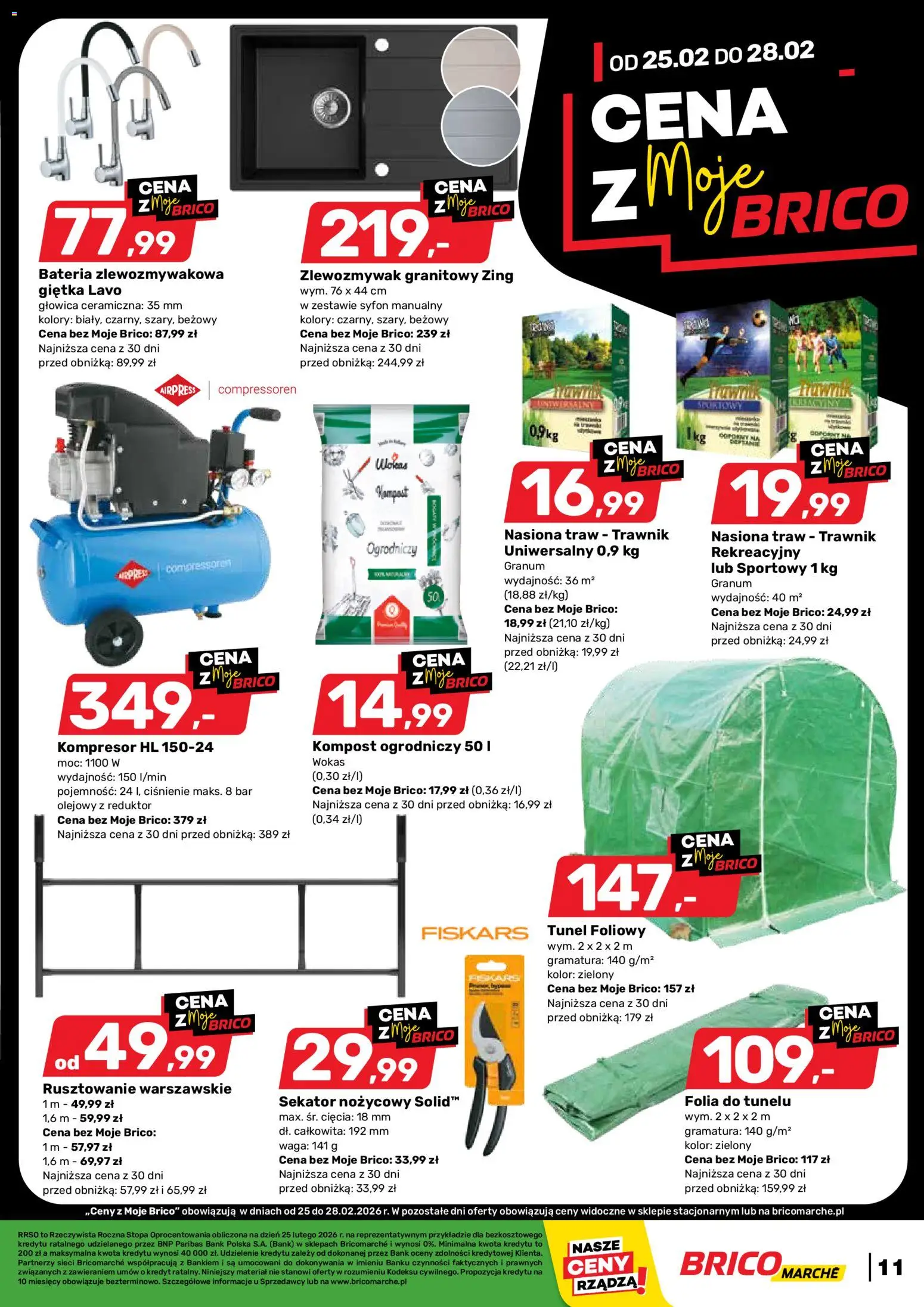 Brico Marché Gazetka od 25.02.2026 | Strona: 11 | Produkty: Tunel foliowy, Waga, Nasiona, Bateria