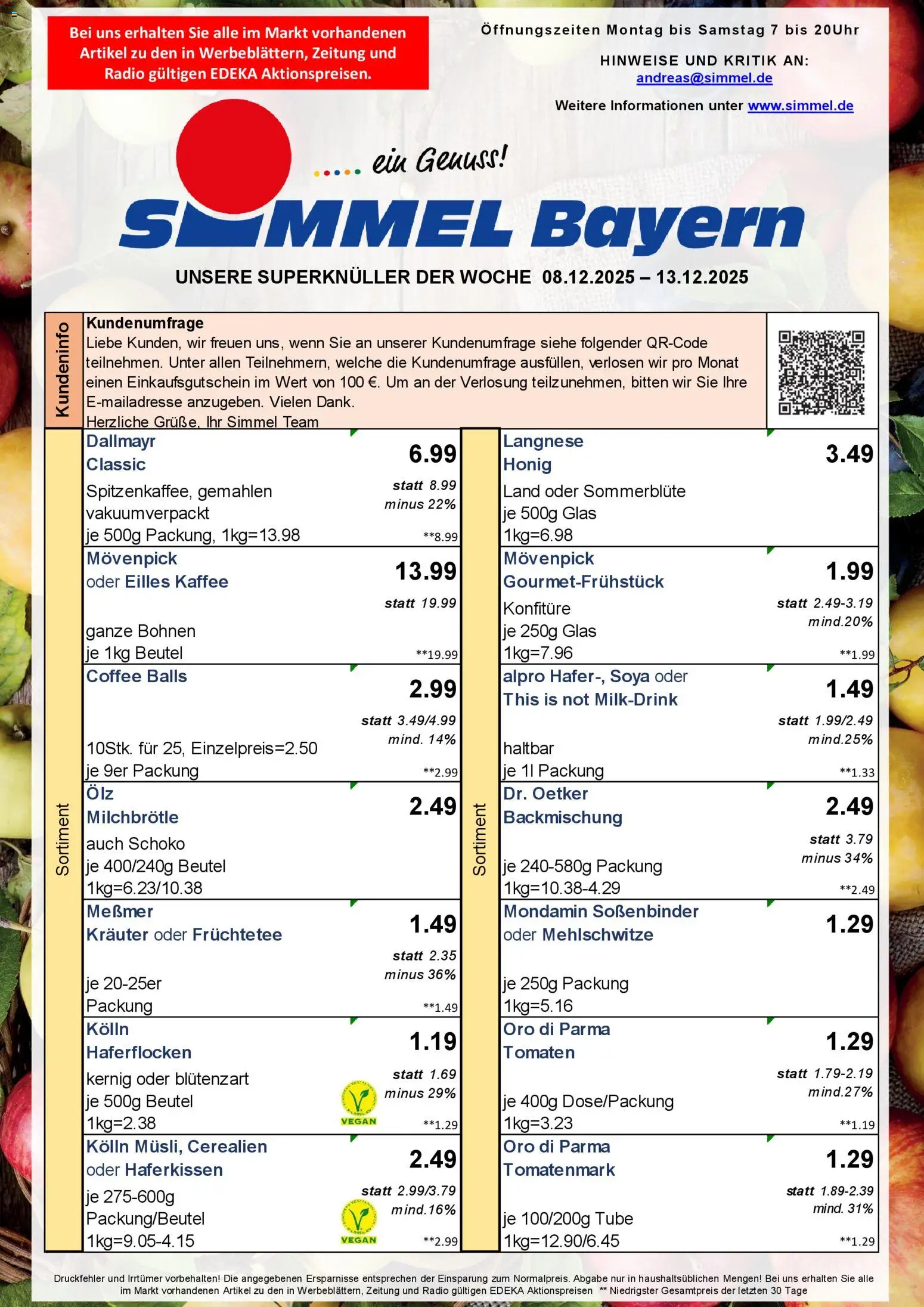 Simmel - Bayern – gültig ab 08.12.2025 | Seite: 1 | Produkte: Langnese, Kolln haferflocken, Eilles kaffee, Alpro