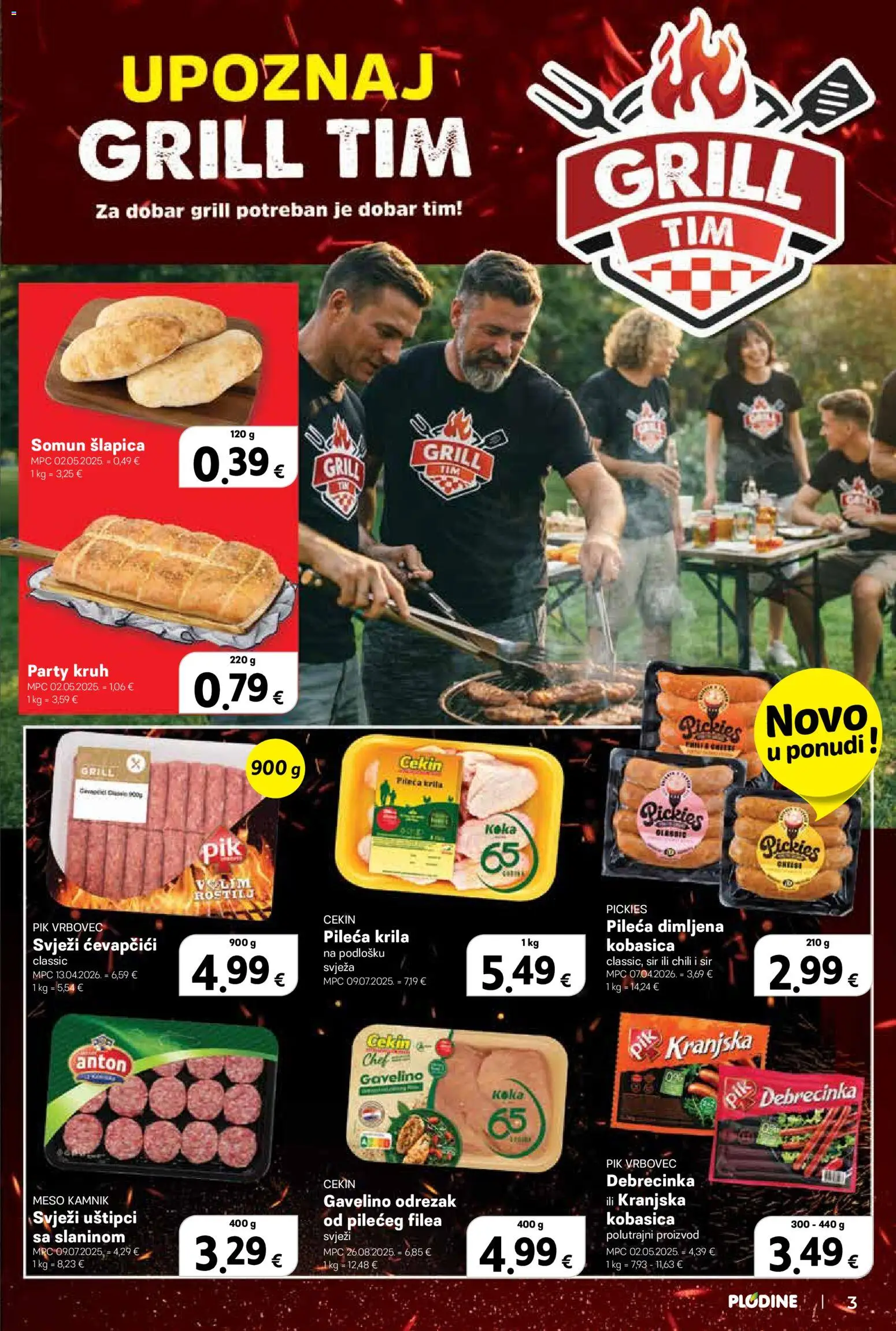 Plodine katalog | vrijedi od 15.04.2026 | Stranica: 3 | Proizvodi: Somun, Kruh, Kobasica, Pik Vrbovec