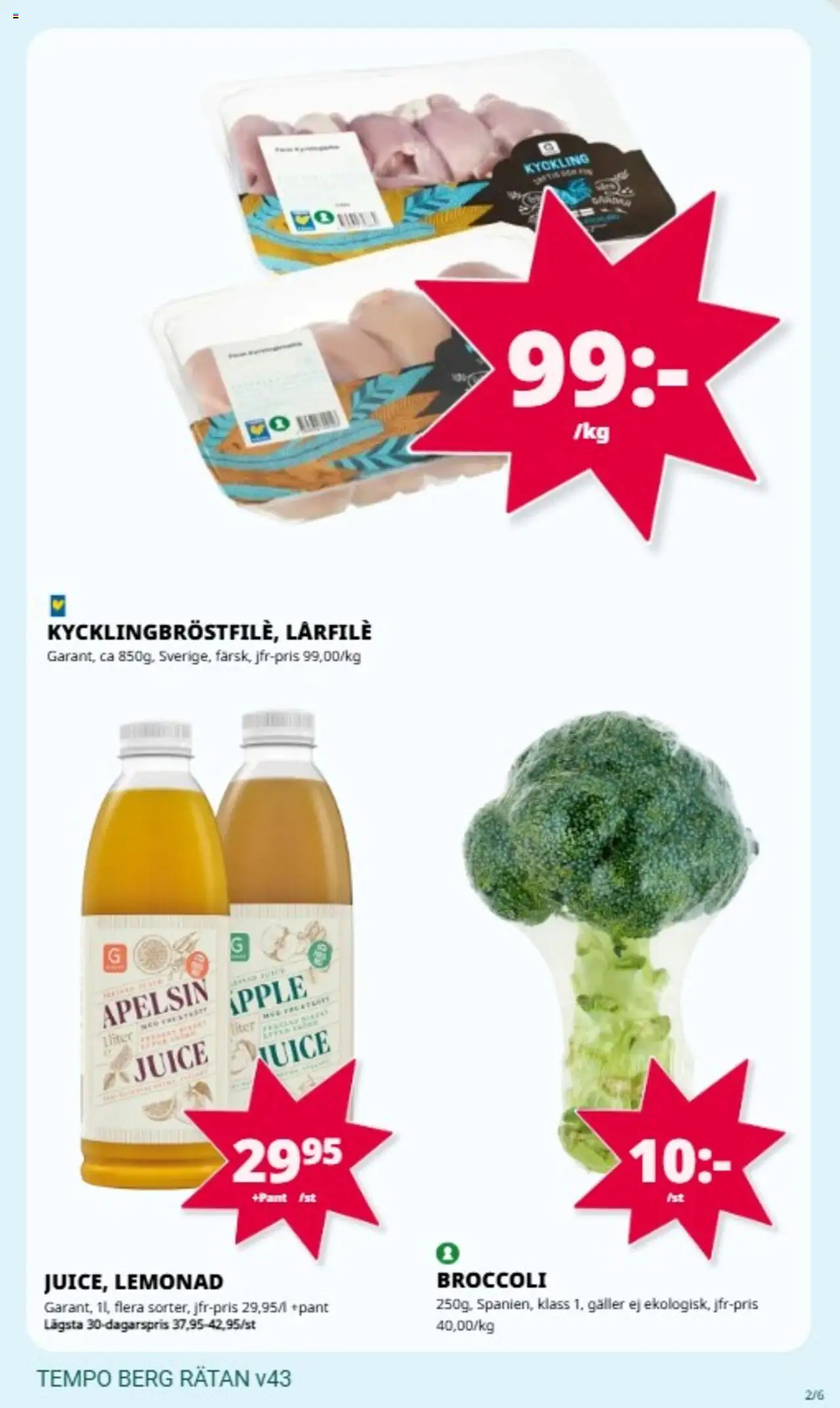 Tempo reklamblad aktuell från 20.10.2025 | Sida: 2 | Produkter: Galler, Äpple, Apelsin, Broccoli