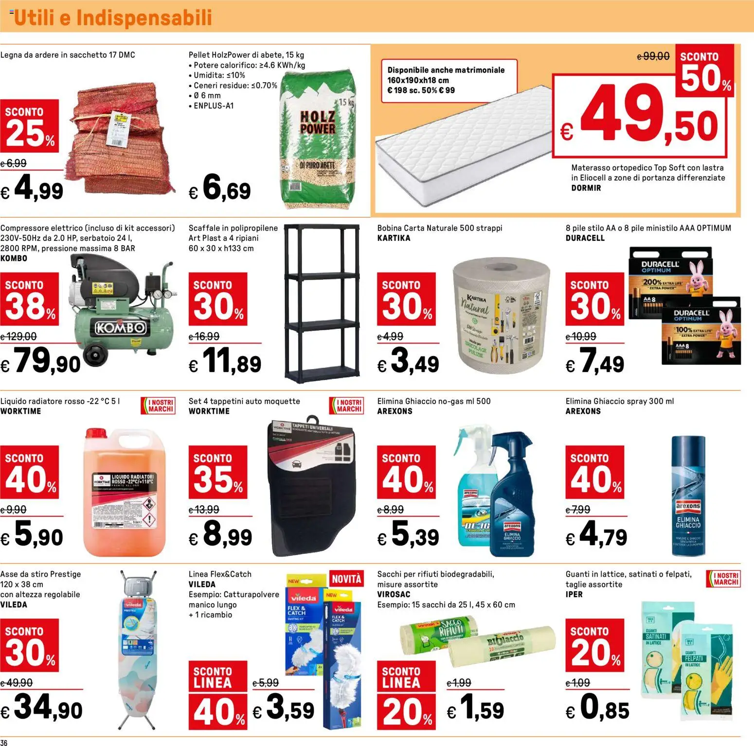 Volantino Iper del 31.12.2025 | Pagina: 36 | Prodotti: Pellet, Compressore, Top, Materasso