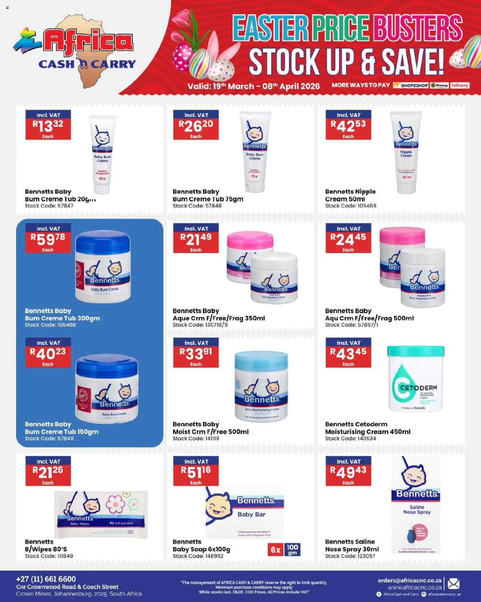 New Africa Cash & Carry catalogue – valid from 19.03.2026 | Page: 58 | Products: Cream, Stock, Soap