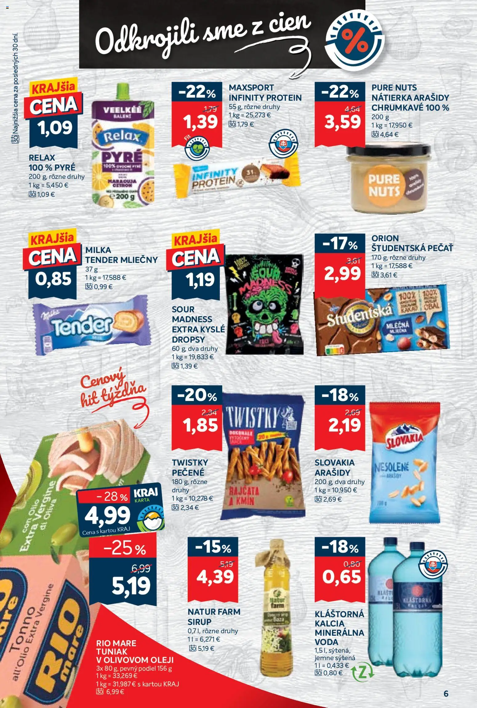Nové Kraj akcie – leták je platný od 12.03.2026 | Strana: 10 | Produkty: Protein, Milka, Voda, Arašidy