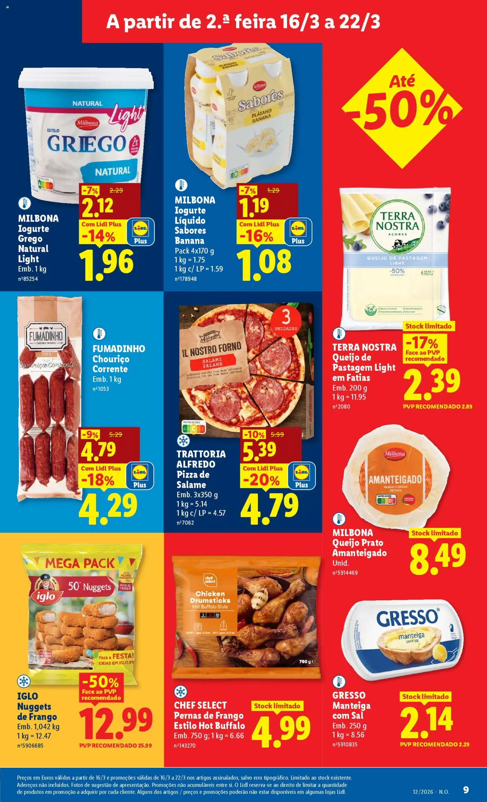 Lidl folheto │ válido de 16.03.2026 | Página: 9 | Produtos: Forno, Nuggets de frango, Pizza, Chouriço