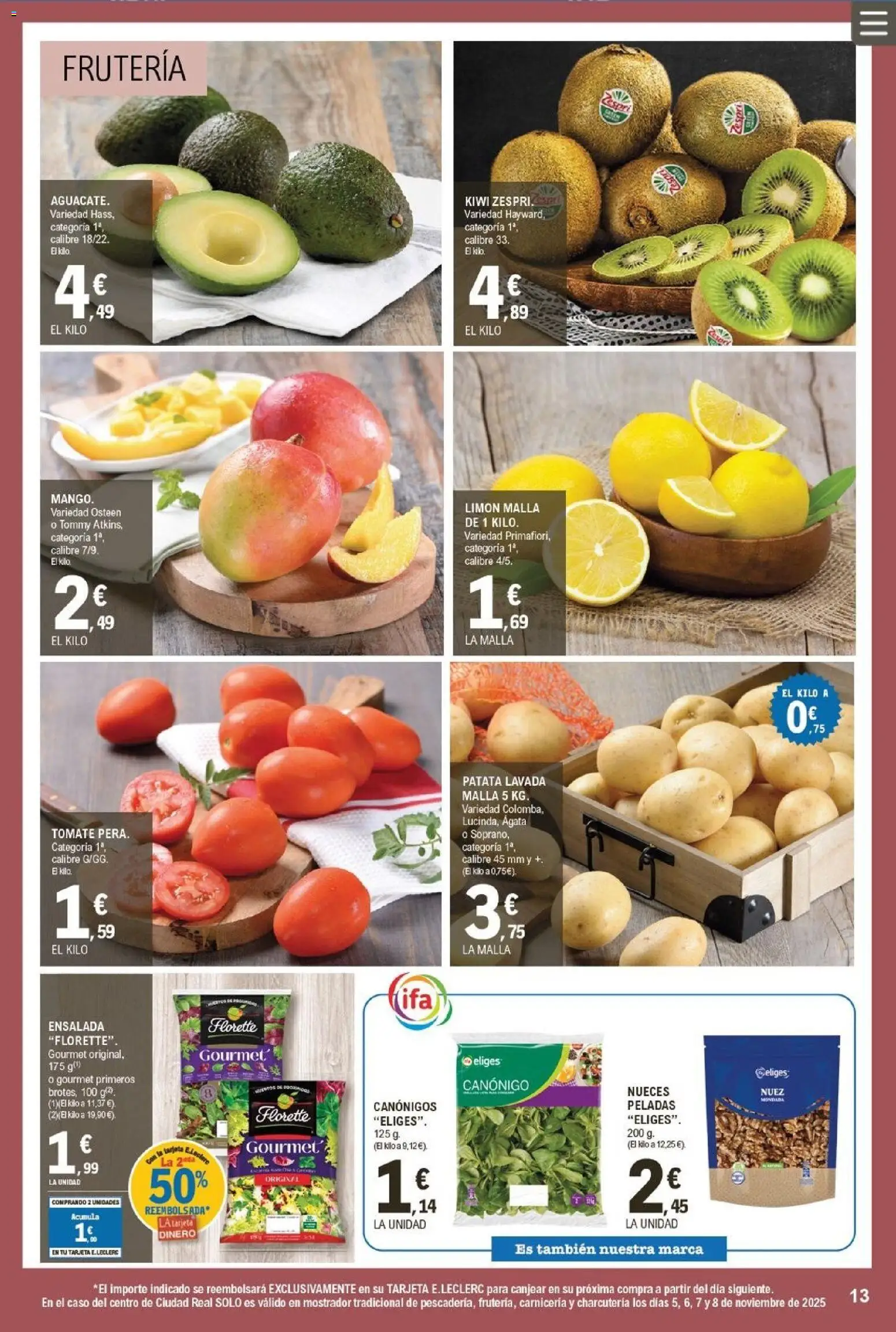 E.Leclerc folleto │ válido desde el 05.11.2025 | Página: 13 | Productos: Kiwi, Ensalada, Ρούτερ