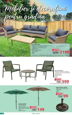 Ofertele Selgros valabile de la 17.04.2026 | Pagină: 40 | Produse: Umbrelă, Canapea, Masă, Țeavă