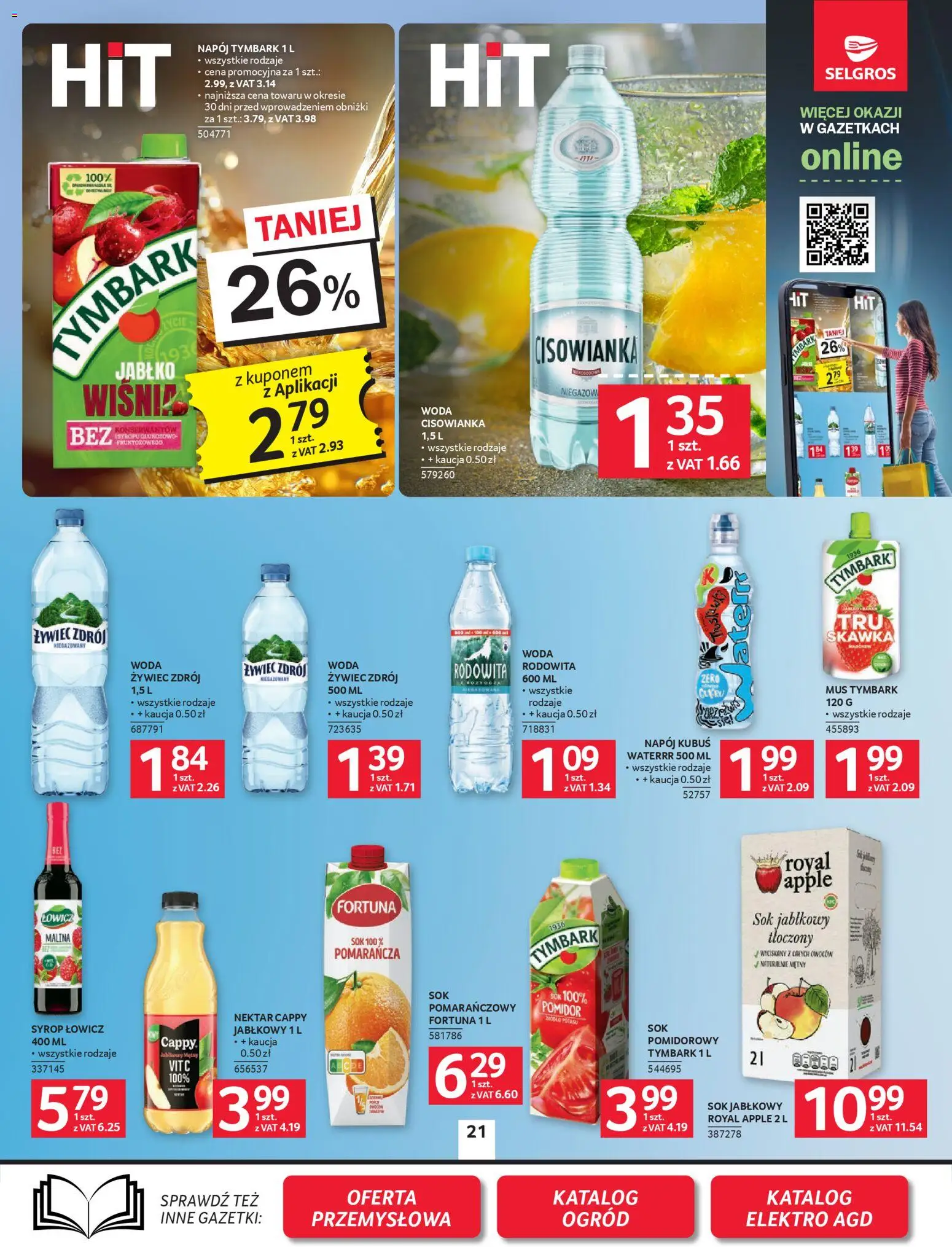 Selgros cash&carry gazetka od 05.03.2026 | Strona: 21 | Produkty: Syrop, Malina, Sok jabłkowy, Wiśnie