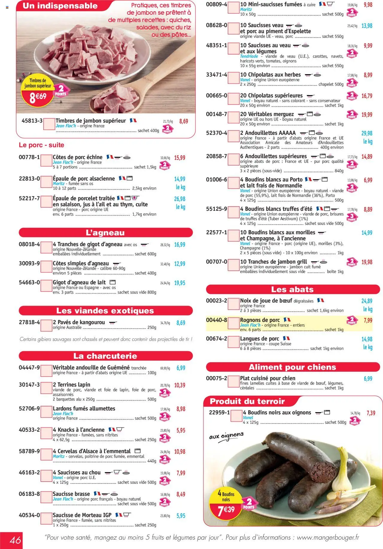  | Page: 46 | Produits: Épaule de porc, Joue de bœuf, Poitrine de porc, Céréales