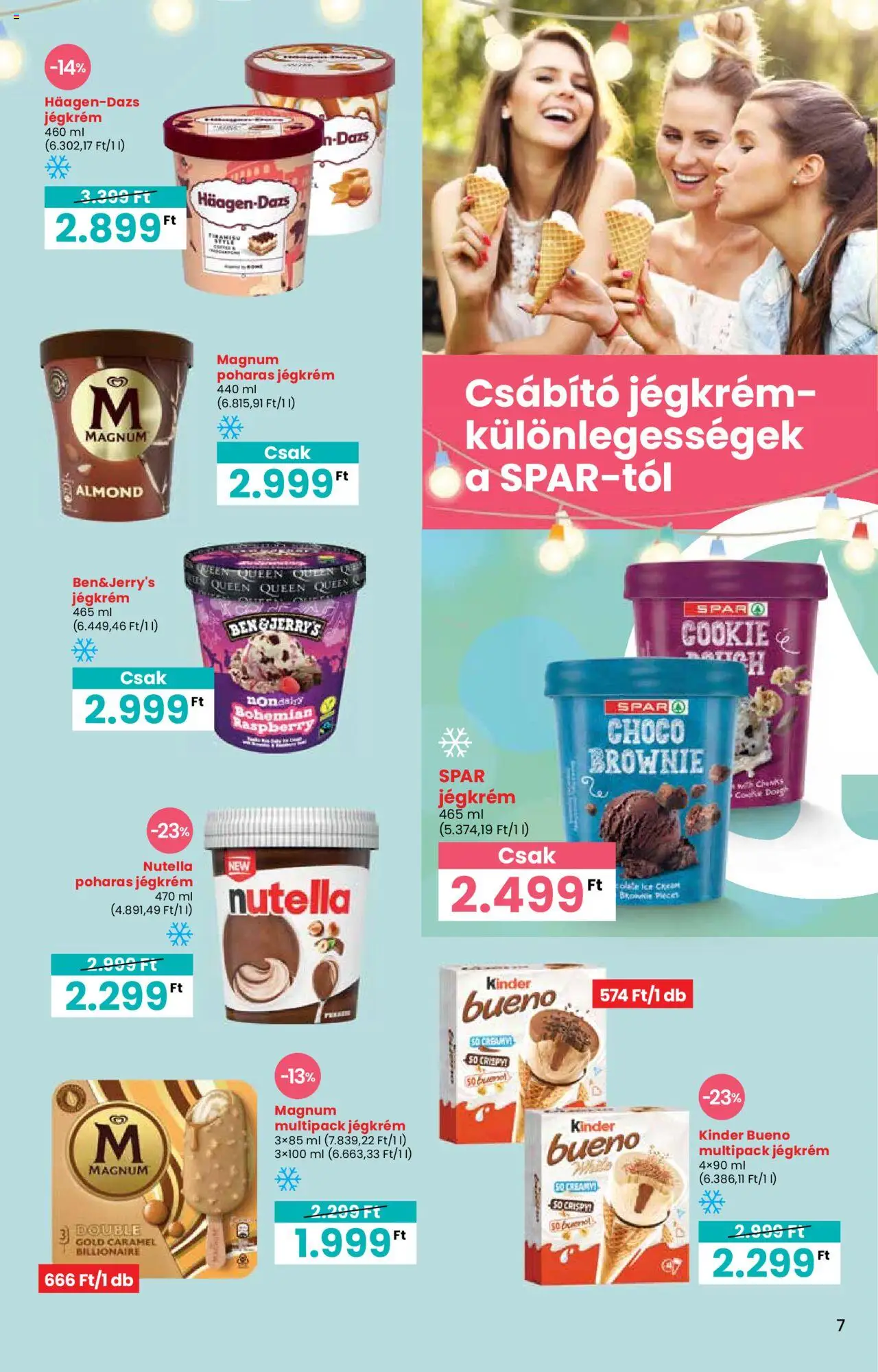 Interspar akciós ujság - amely érvényes a következő dátumtól: 05.06.2025 | Oldal: 7 | Termékek: Magnum, Nutella, Brownie, Jégkrém