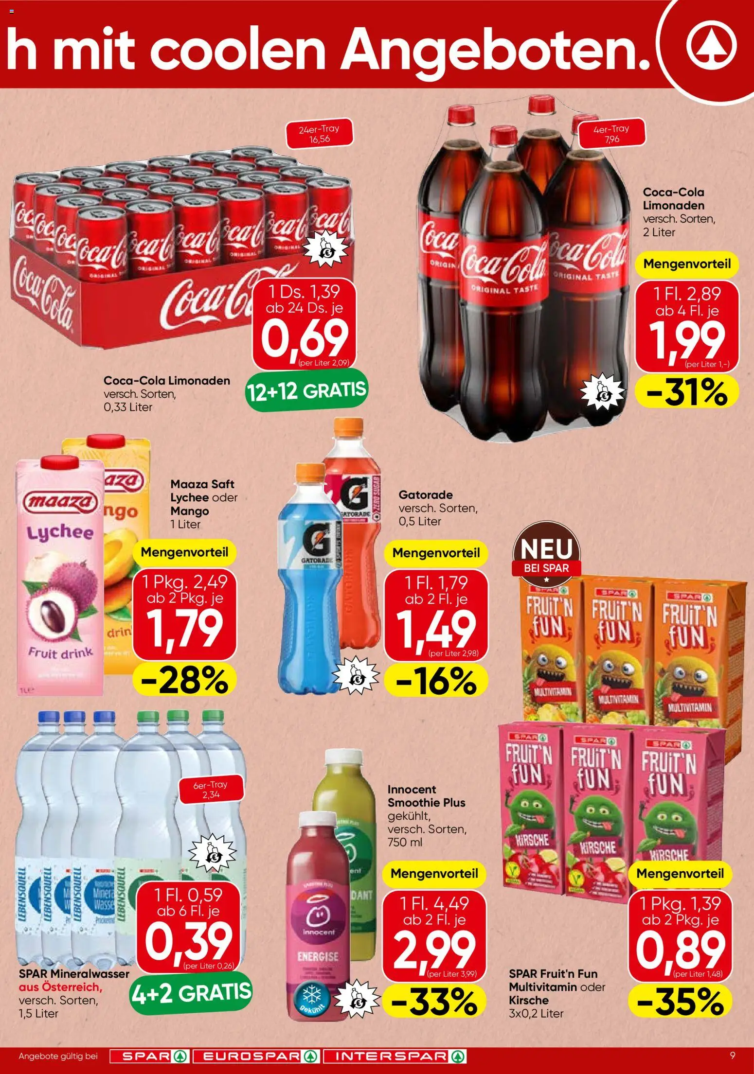 Spar Flugblatt - Steiermark gültig ab 16.04.2026 | Seite: 9 | Produkte: Mango, Saft, Papier blanc
