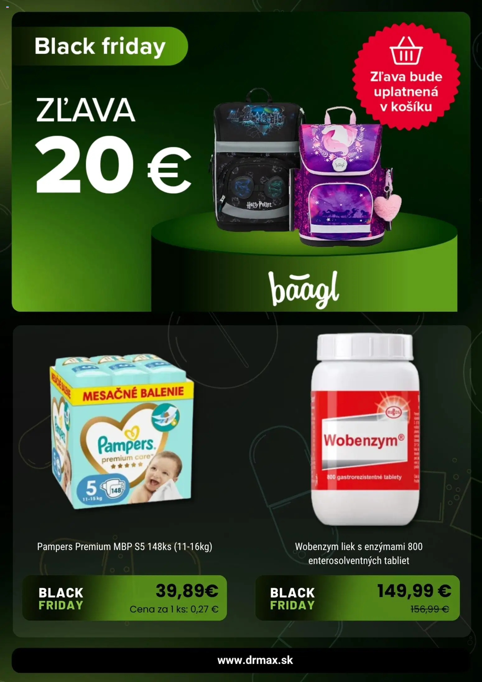 Nové Dr. Max akcie – leták je platný od 17.11.2025 | Strana: 3 | Produkty: Wobenzym, Pampers