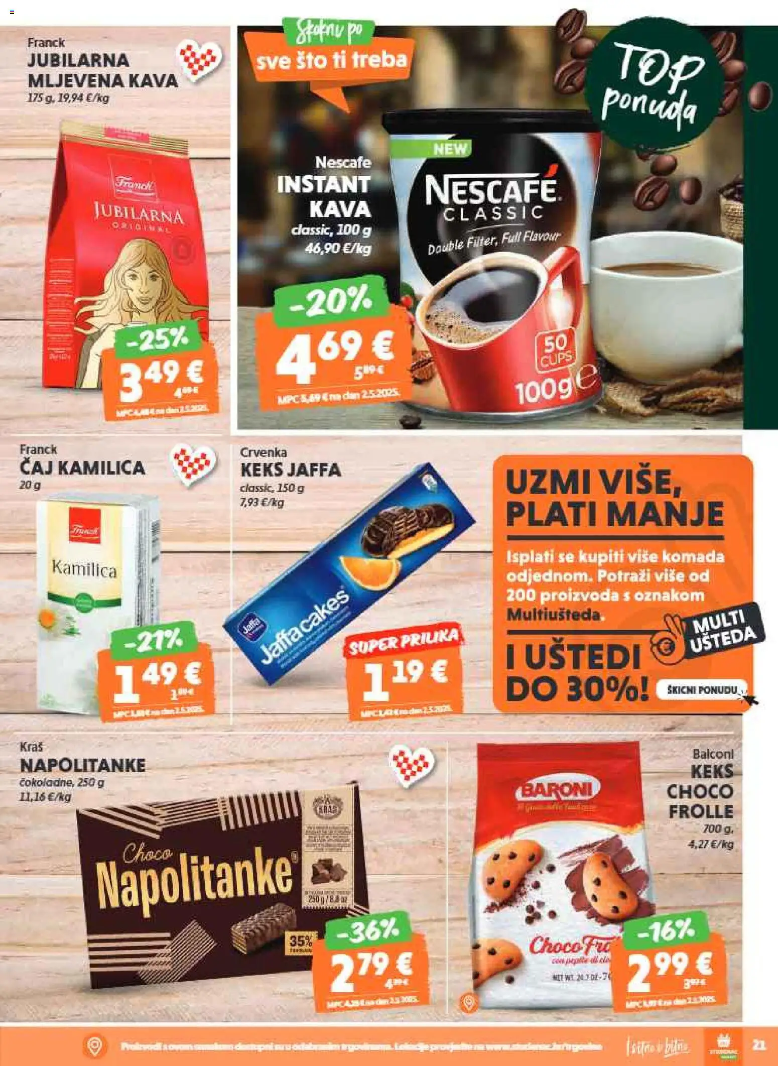 Studenac katalog | vrijedi od 04.03.2026 | Stranica: 21 | Proizvodi: Mljevena kava, Nescafe, Čaj, Napolitanke