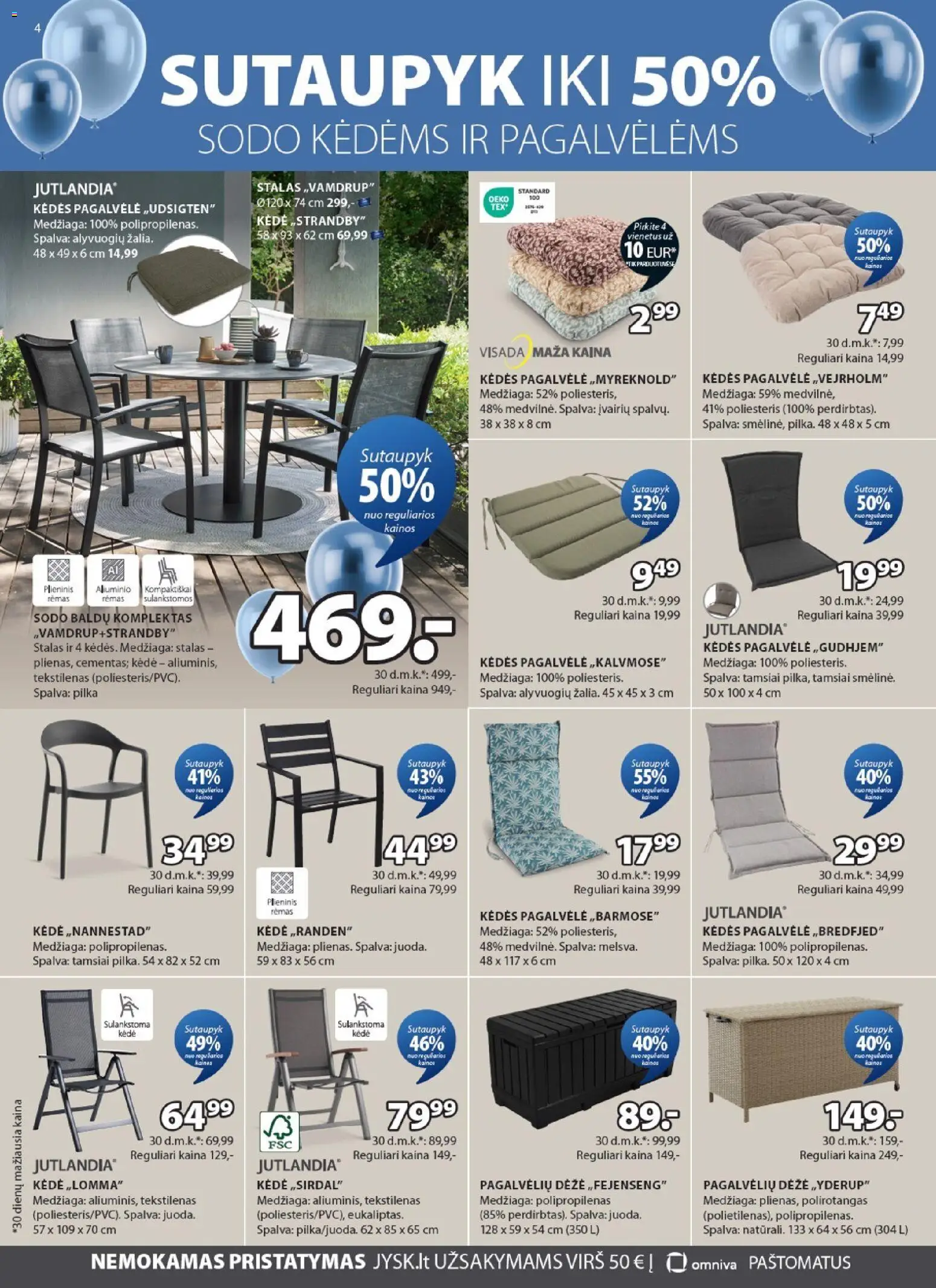 JYSK akcijos nuo 31.03.2026 | Puslapis: 4 | Prekių: Pagalvėlė, Stalas, Kėdė, Dėžė
