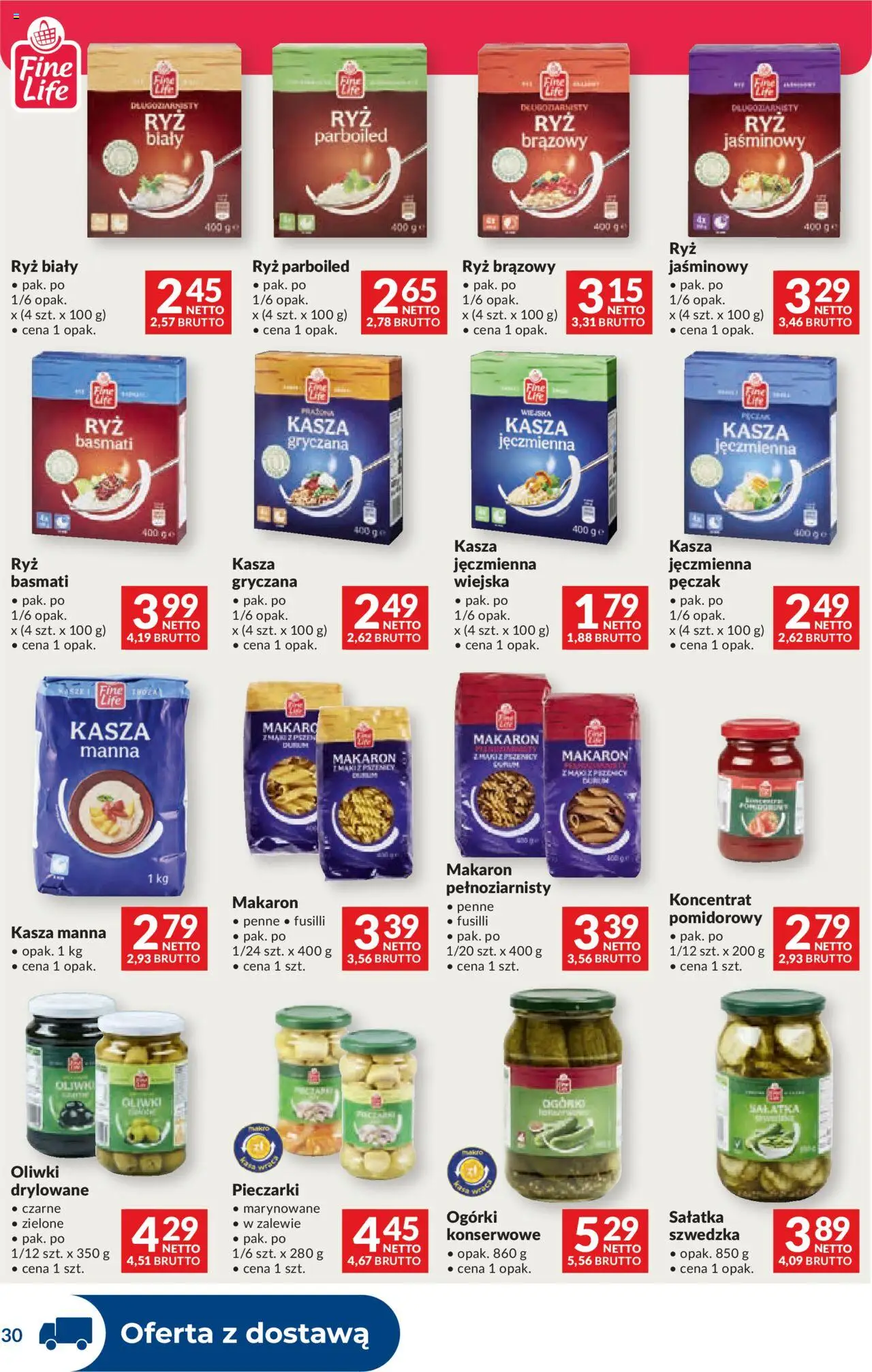 Makro Gazetka - Dystrybucja do sklepów od 16.09.2025 | Strona: 30 | Produkty: Makaron pełnoziarnisty, Kasza jęczmienna, Kasza manna, Ogórki