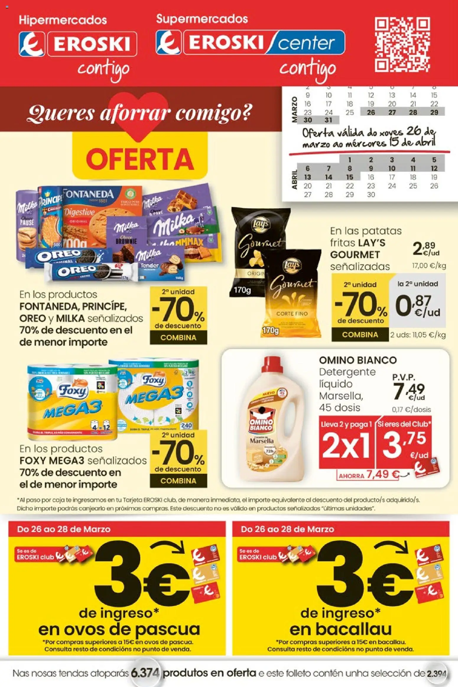 Eroski ¿Quieres ahorrar conmigo? │ válido desde el 26.03.2026 | Página: 1 | Productos: Detergente, Té, Caja