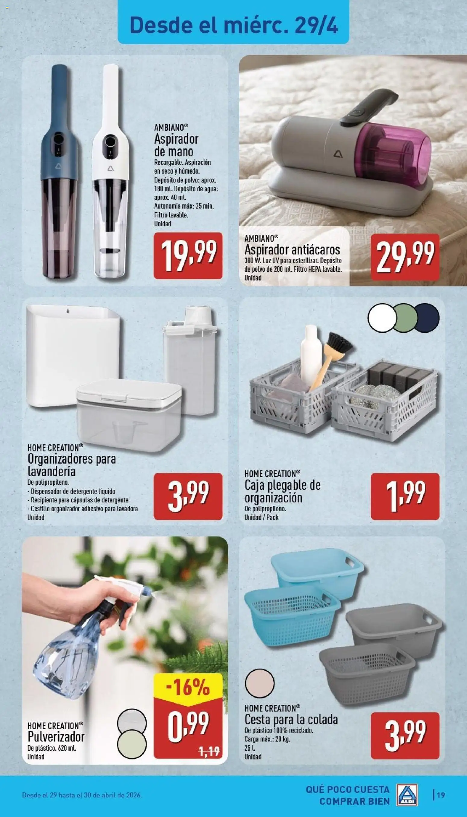 Aldi folleto Península │ válido desde el 27.04.2026 | Página: 19 | Productos: Organizador, Dispensador, Aspirador, Caja