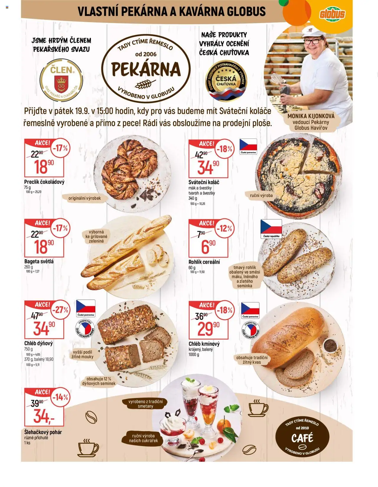 Globus leták - Havířov od 17.09.2025 | Strana: 9 | Produkty: Rohlík, Tvaroh, Pohár, Bageta