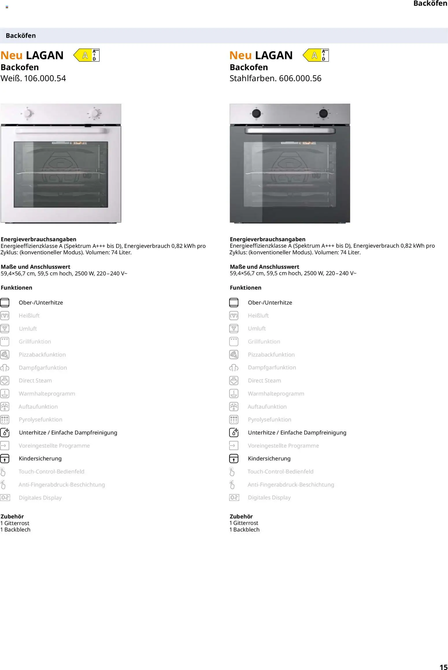 Ikea Elektrogeräte – gültig ab 02.01.2026 | Seite: 15 | Produkte: Backofen