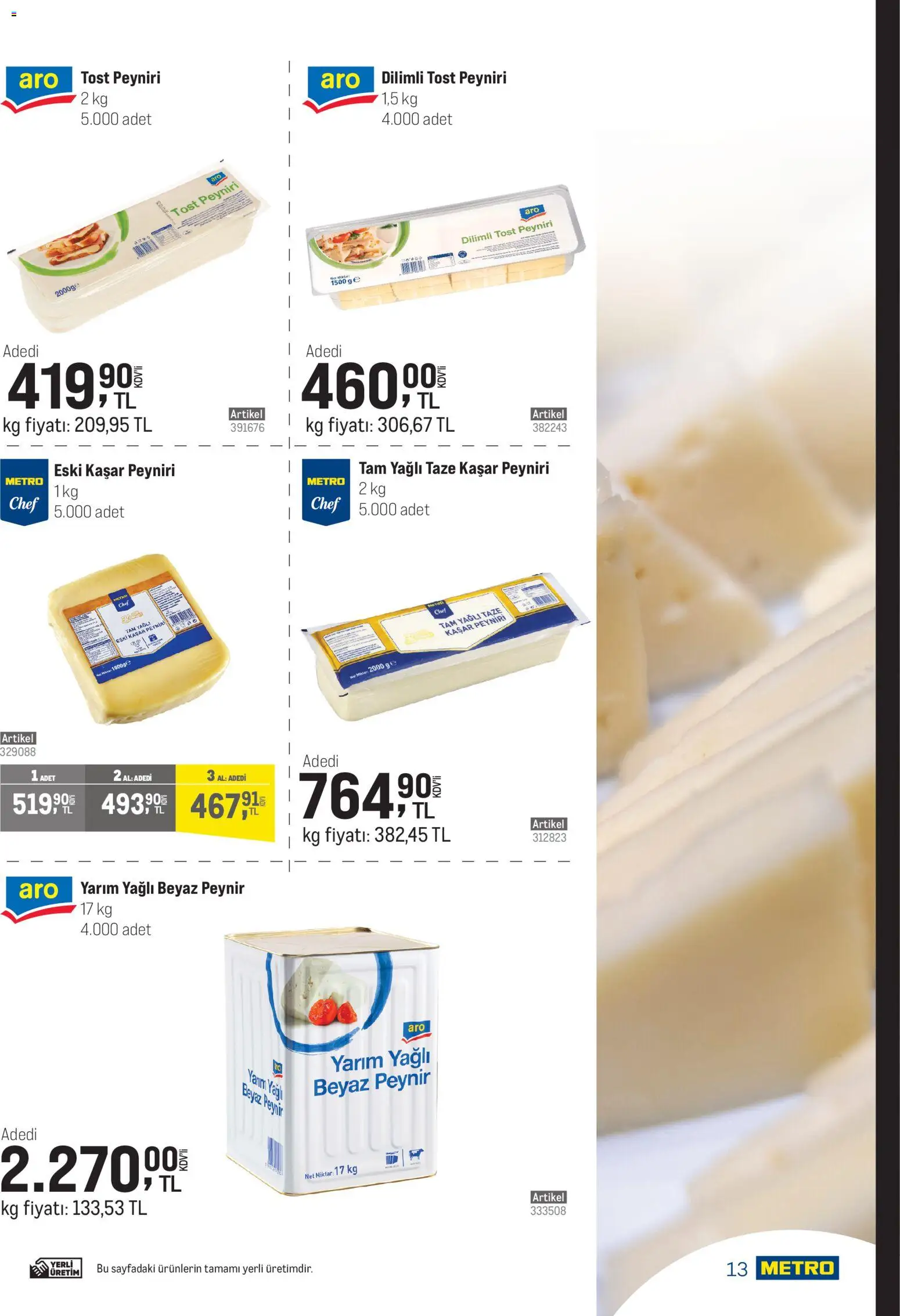 Metro - Şehir Otelleri - 07.01.2026 tarihinden itibaren geçerlidir | Sayfa: 13 | Ürünler: Peynir