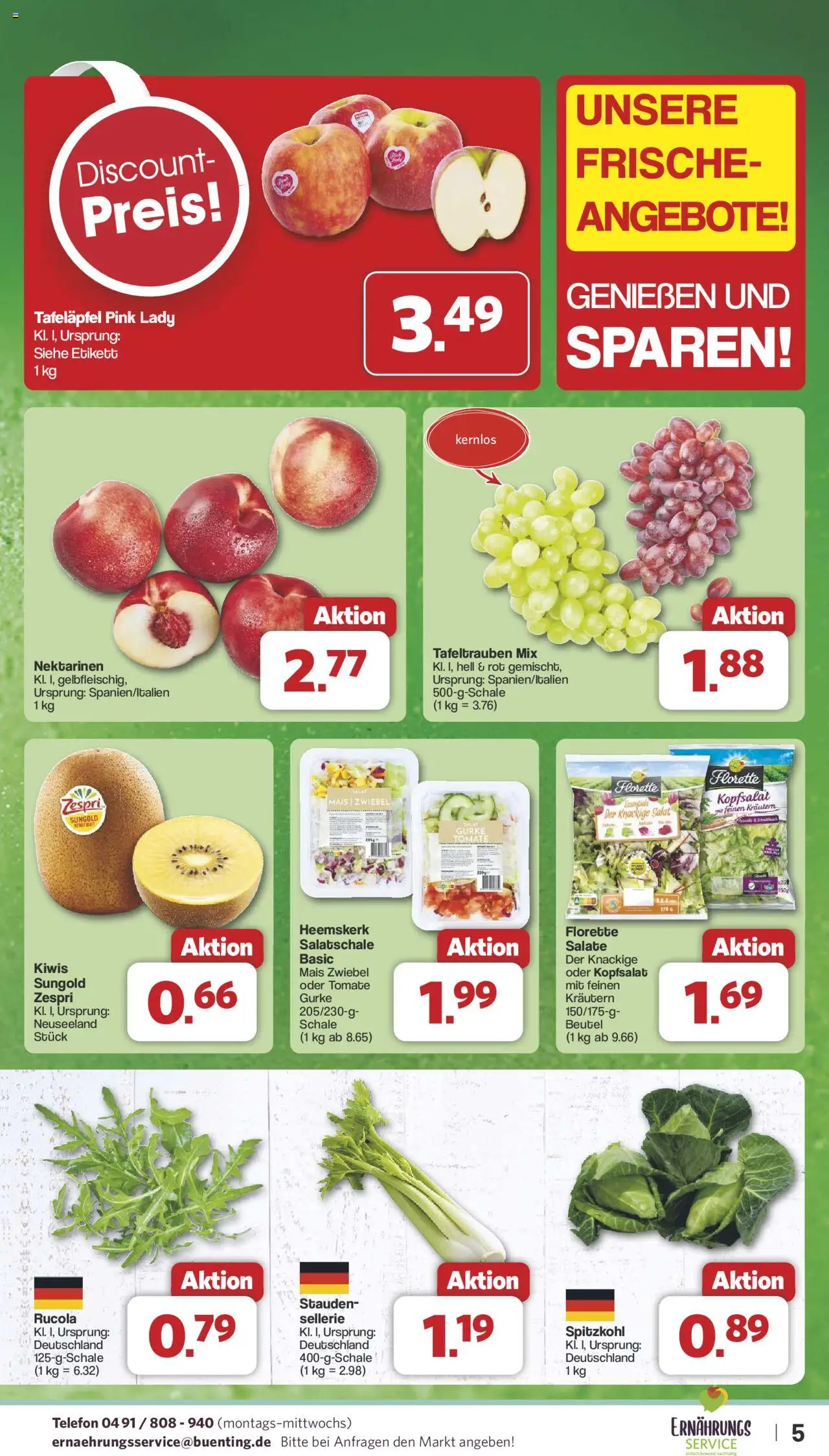 Famila Nordwest Markt - Angebote - gültig ab dem 01.09.2025 | Seite: 5 | Produkte: Nektarinen, Rucola, Salat, Telefon