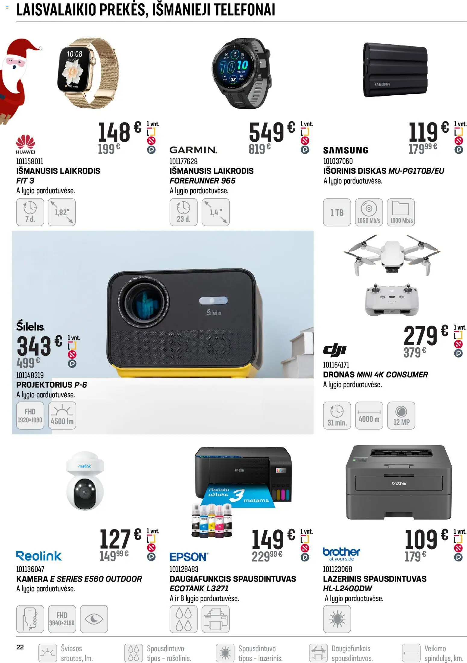 Senukai akcijos nuo 03.12.2025 | Puslapis: 22 | Prekių: Laikrodis, Spausdintuvas, Kamera, Diskas