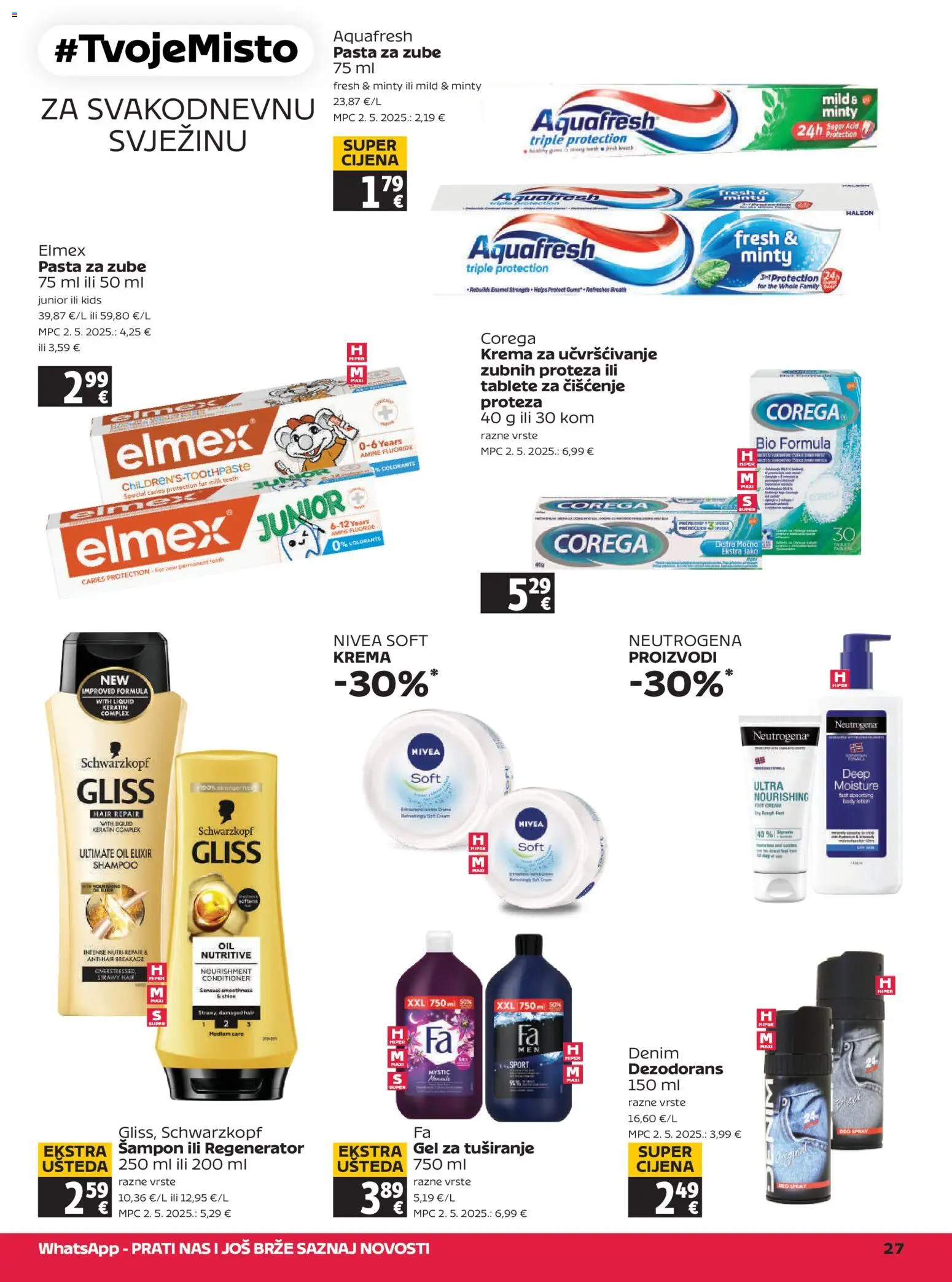 Tommy katalog | vrijedi od 16.04.2026 | Stranica: 27 | Proizvodi: Dezodorans, Pasta za zube, Pasta, Nivea
