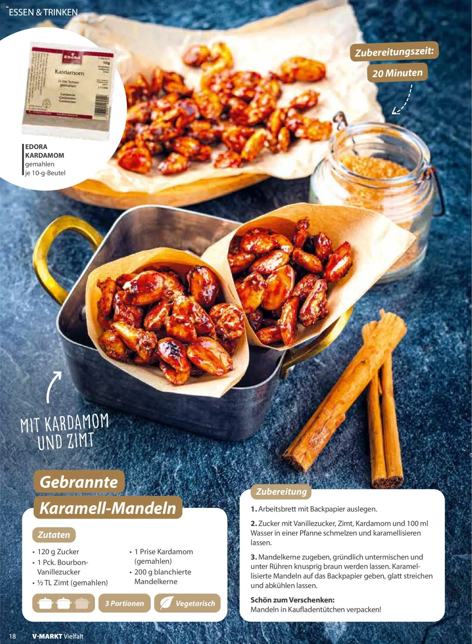 V-Markt - Vielfalt November / Dezember 2025 – gültig ab 01.11.2025 | Seite: 18 | Produkte: Mandeln, Wasser, Zucker, Bourbon