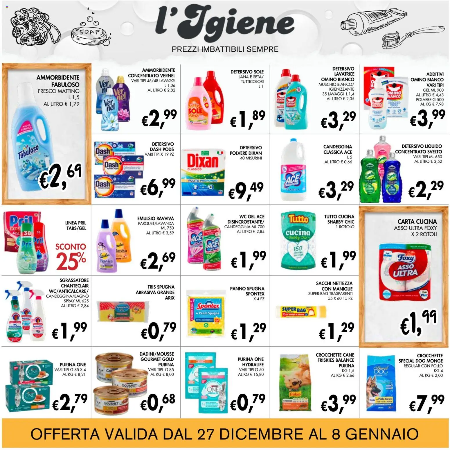 Volantino Coal del 27.12.2025 | Pagina: 23 | Prodotti: Spugna, Pollo, Candeggina, Crocchette cane