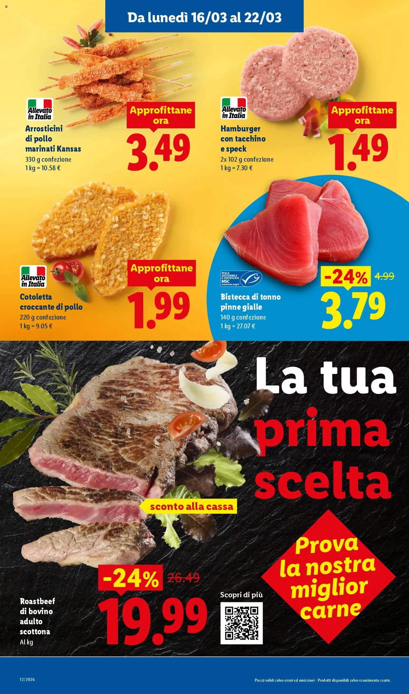 Volantino Lidl del 16.03.2026 | Pagina: 9 | Prodotti: Tacchino, Pesca, Pinne, Hamburger