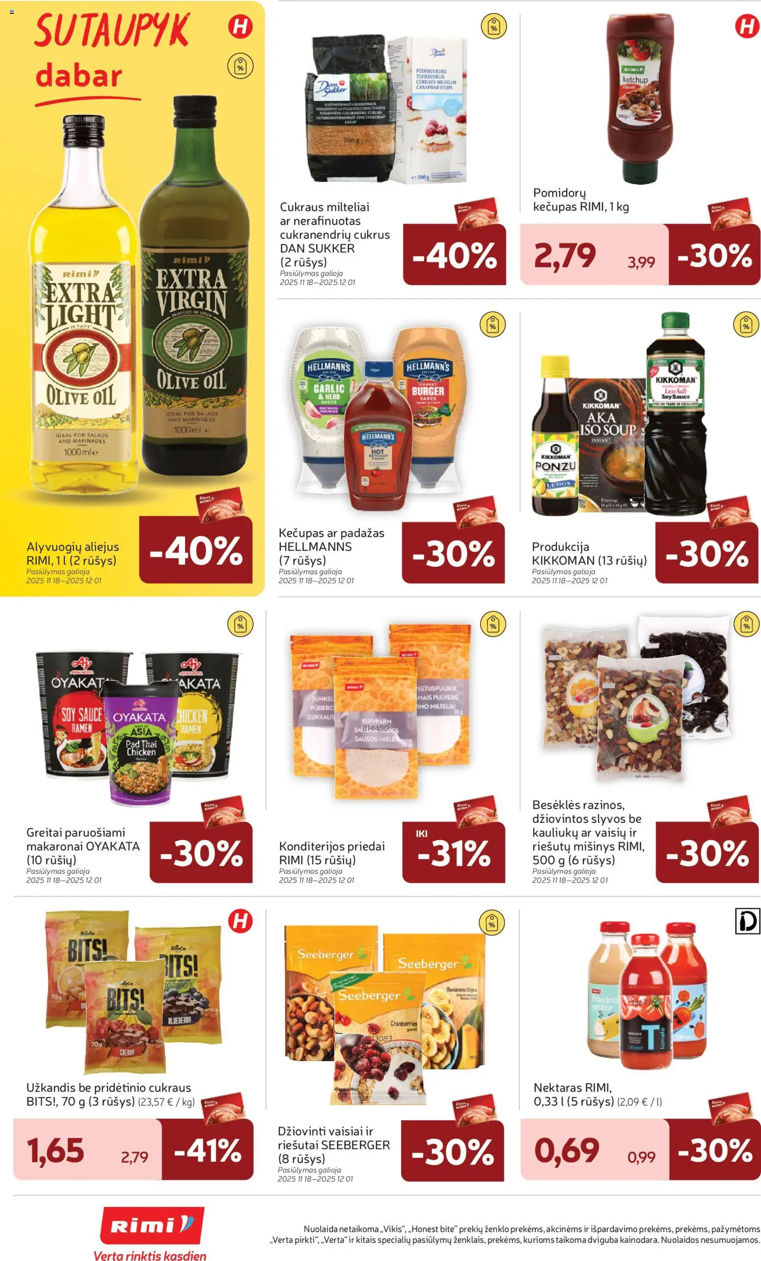 Rimi akcijos nuo 25.11.2025 | Puslapis: 28 | Prekių: Cukrus, Padažas, Makaronai, Kečupas