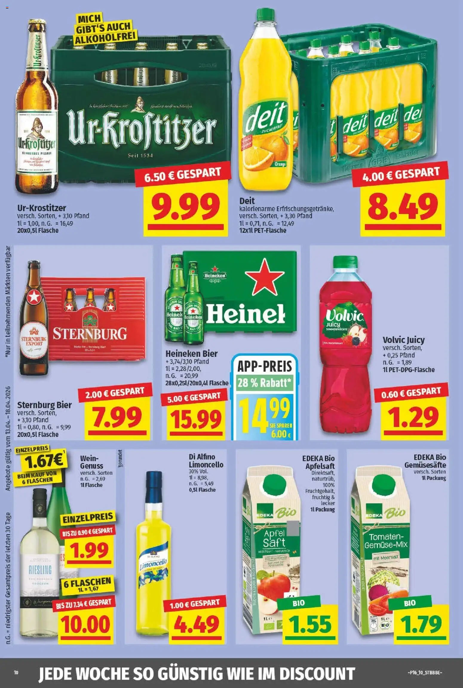 Angebote - nah & gut: Wochenangebote – gültig ab 12.04.2026 | Seite: 10 | Produkte: Bier, Tomaten, Apfelsaft, Volvic