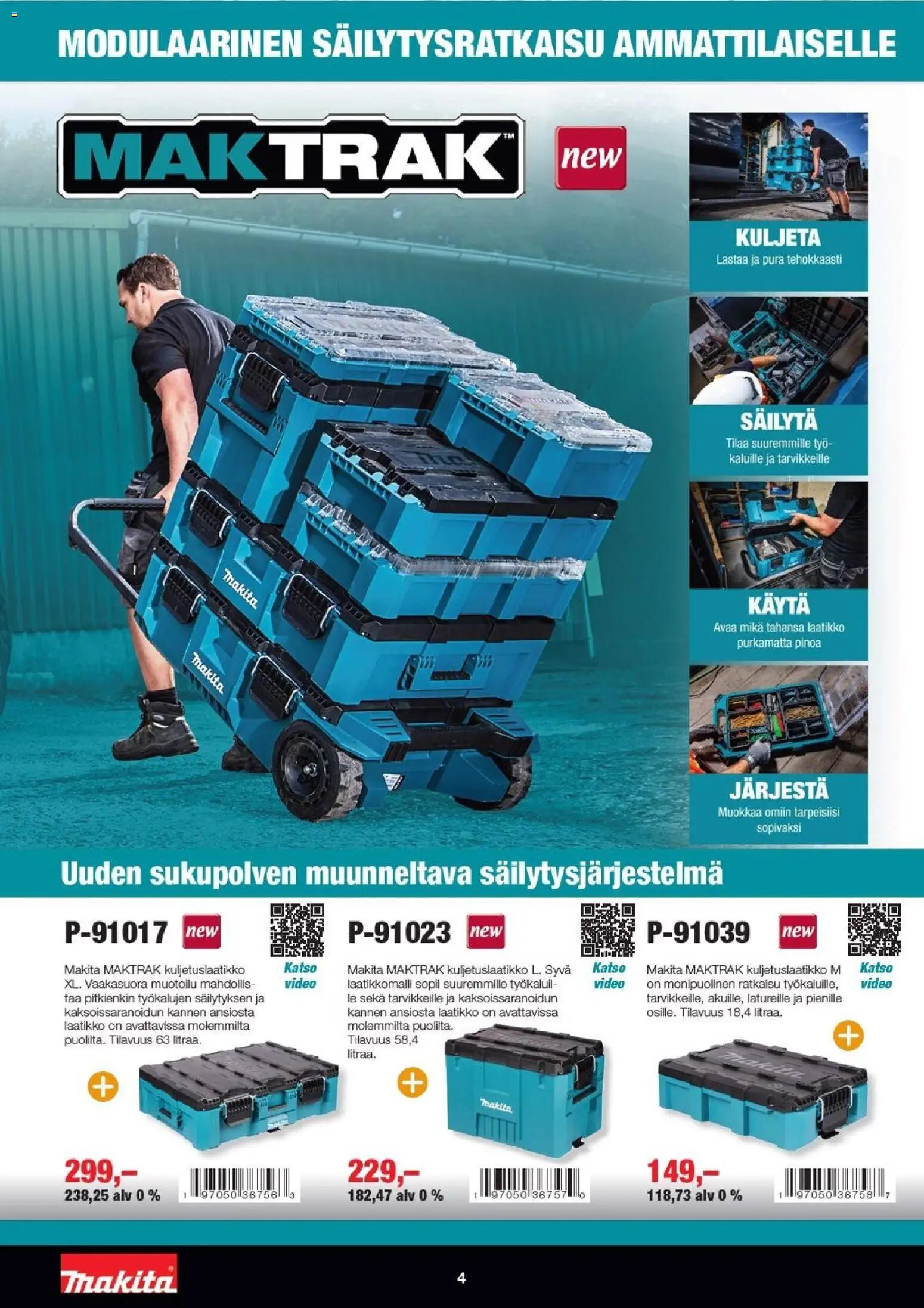 Makita tarjoukset – voimassa 01.01.2026 alkaen | Sivu: 4 | Tuotteet: Laatikko, Video